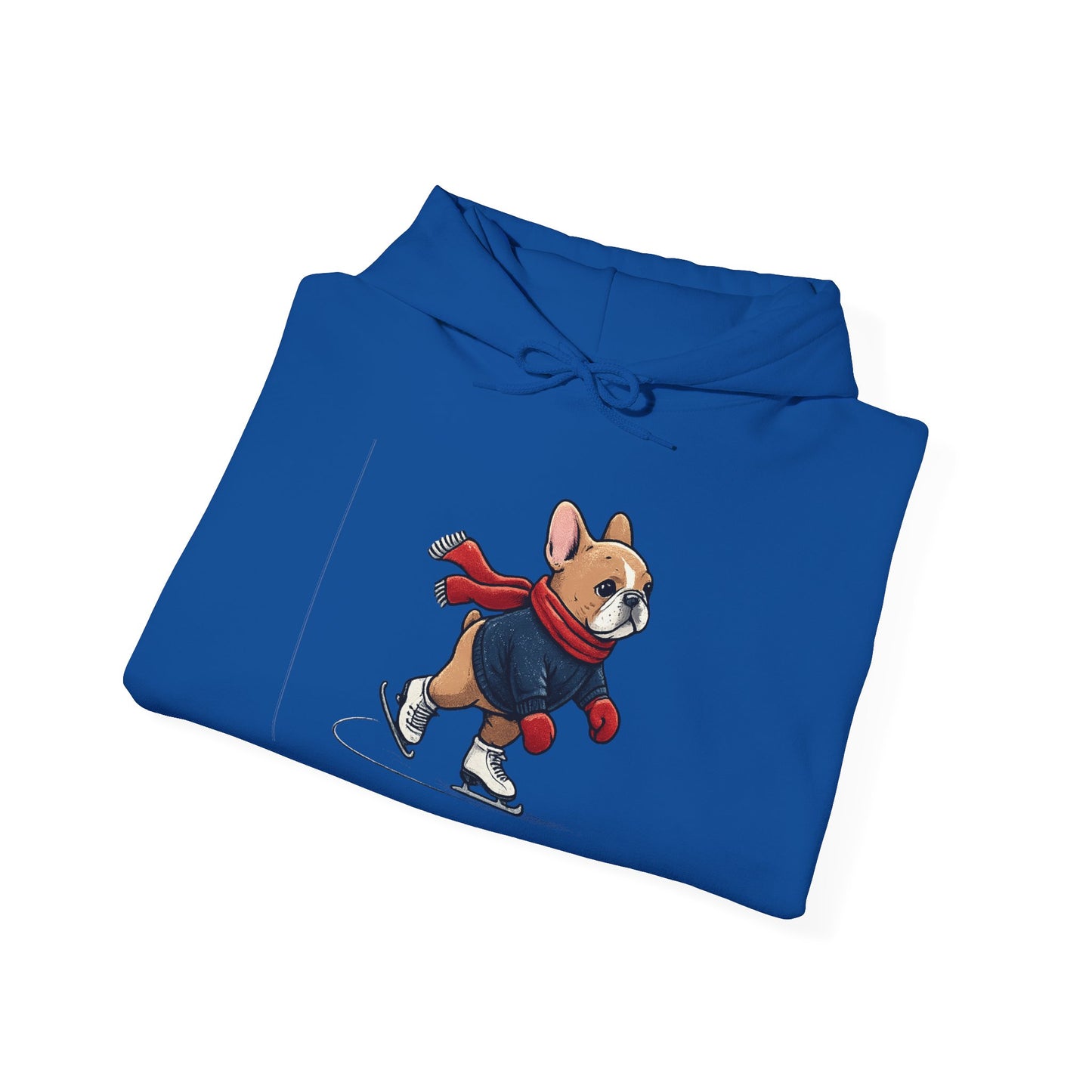 Ice Skating Frenchie Hoodie – Cute Winter French Bulldog Sweatshirt, Holiday Dog Lover Gift, Cozy Skating Pup Hoodie, Frenchie Christmas Hoodie