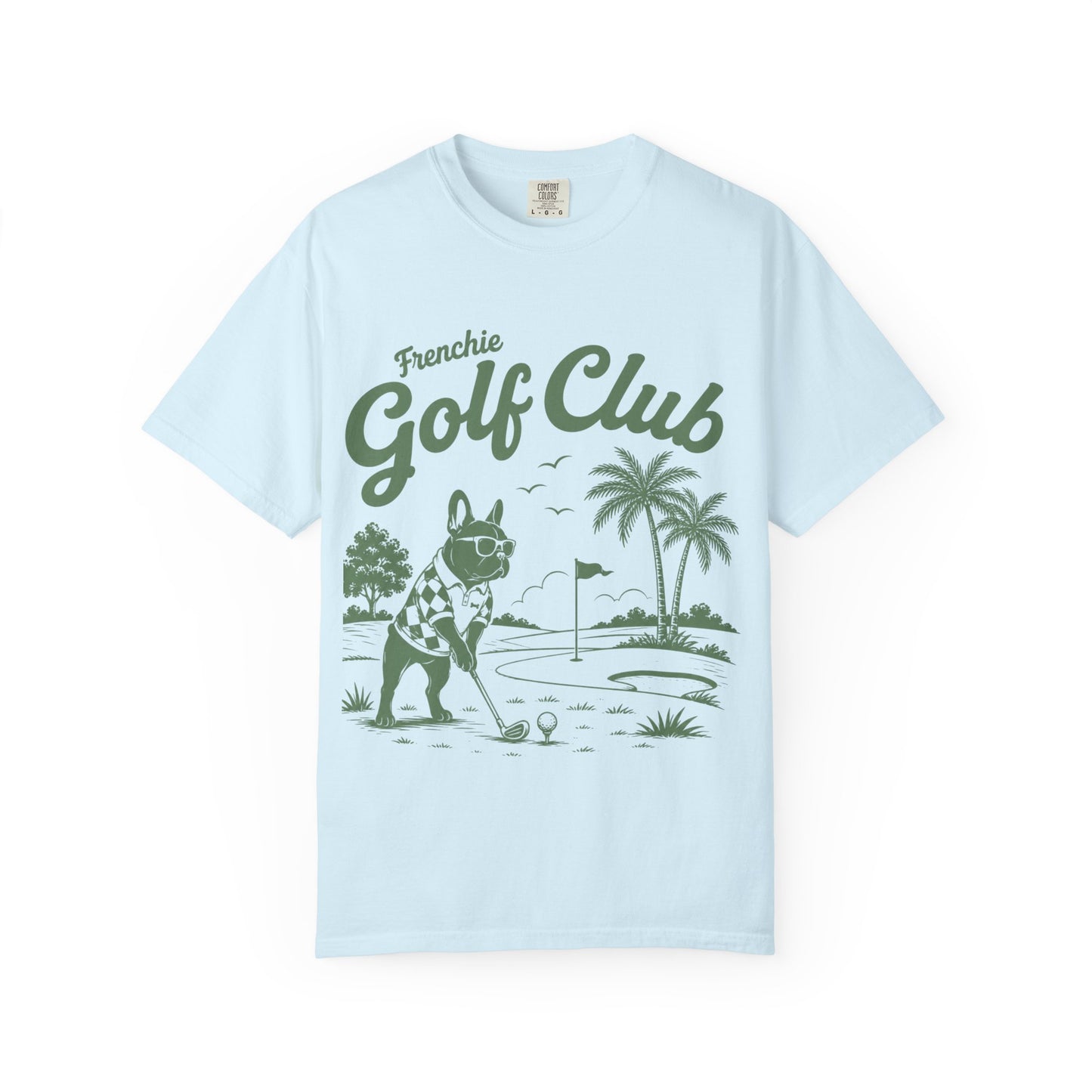 Golf Club T-Shirt — 'Frenchie Golf Club' Graphic Tee for Dog & Golf Lovers