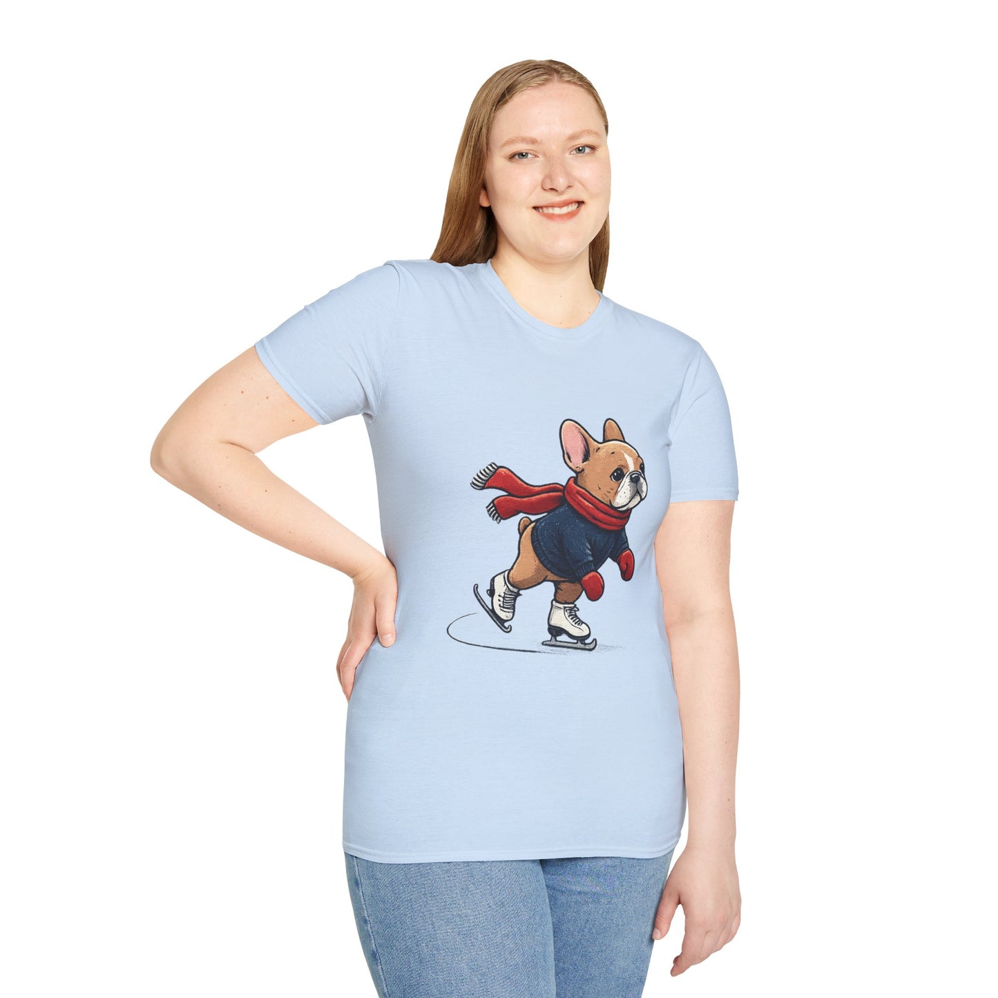 French Bulldog Ice Skating Shirt – Cute Winter Frenchie Tee, Holiday Dog Lover Gift, Skating Frenchie T-Shirt, Cozy Winter Puppy Graphic Tee