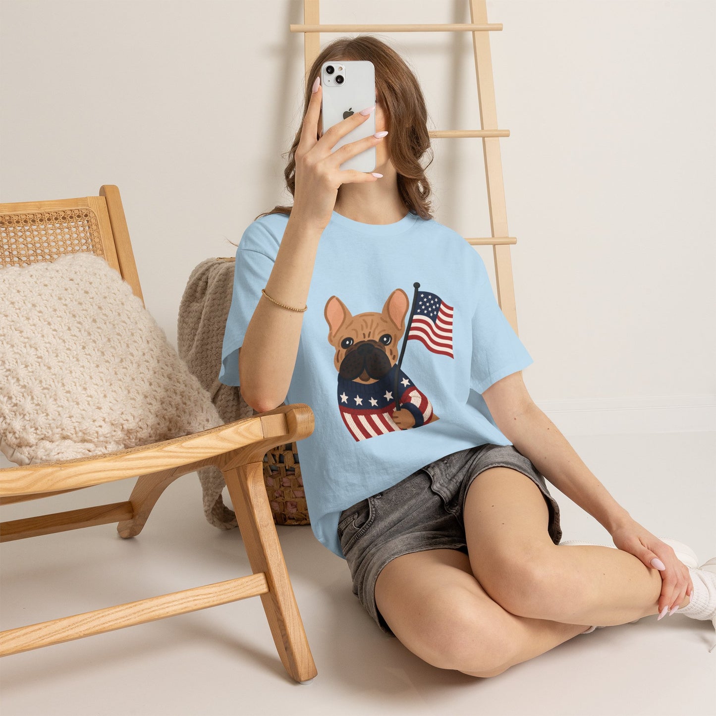 Patriotic French Bulldog Shirt, American Flag Frenchie Tee, Fourth of July Dog Lover Shirt, USA French Bulldog Gift, Patriotic Puppy Sweater Tee
