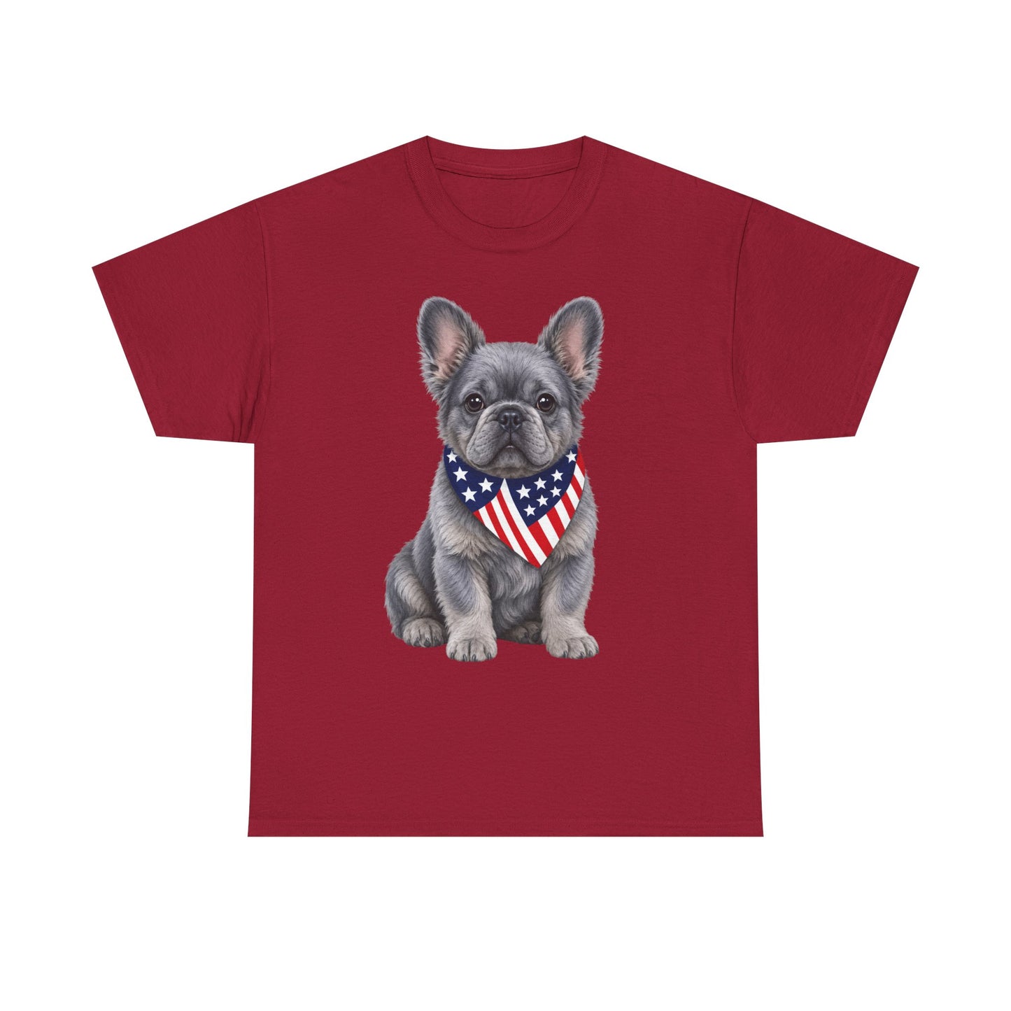 Patriotic Fluffy French Bulldog Shirt, Fluffy Frenchie American Flag Tee, Fourth of July Dog Lover Shirt, USA Fluffy Frenchie Gift