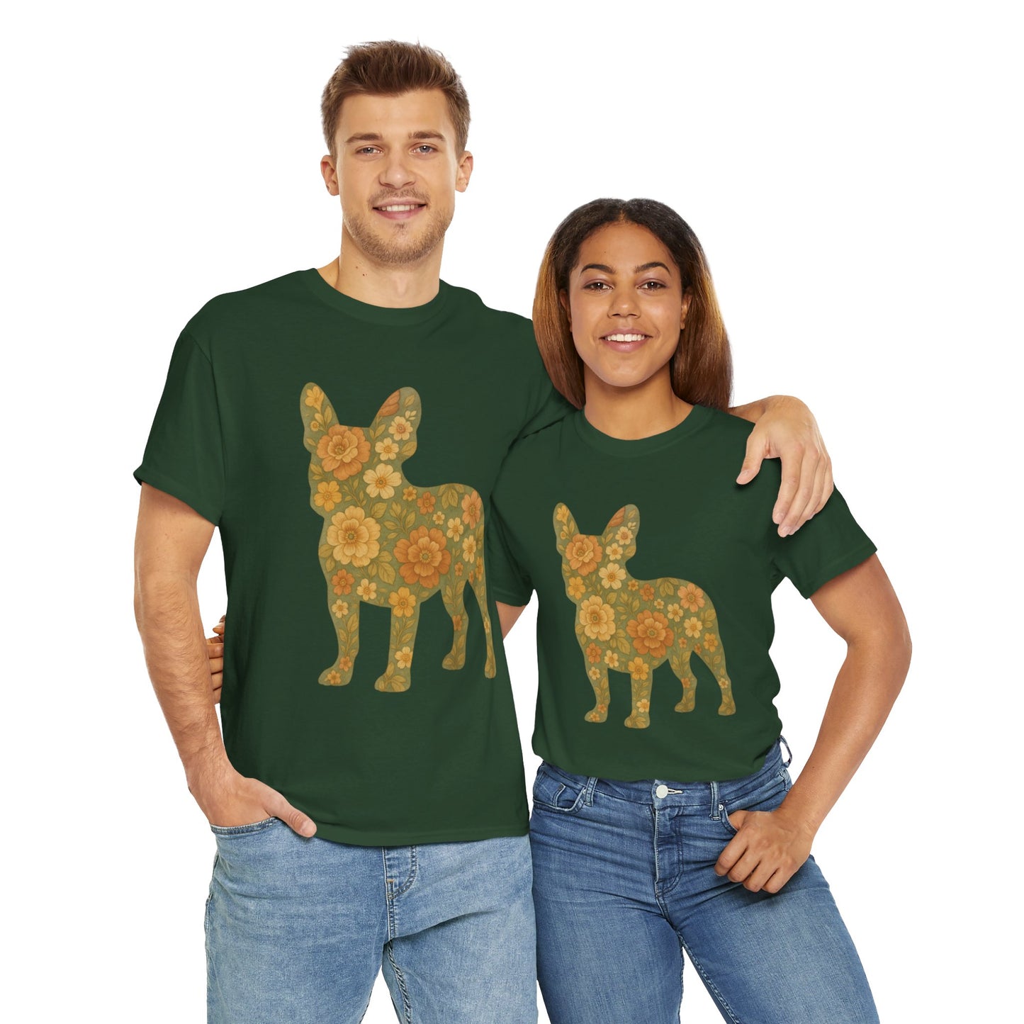 Floral Frenchie T-Shirt | Retro Flower French Bulldog Tee | Boho Dog Mom Shirt | Cute Pet Lover Gift | Vintage Botanical Dog Graphic Tee
