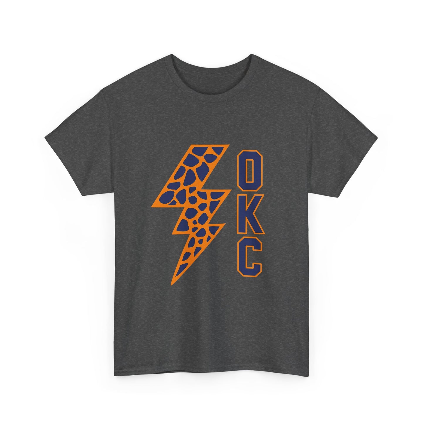 OKC Leopard Lightning Bolt T-Shirt | Oklahoma City Basketball | Blue & Orange Game Day Tee