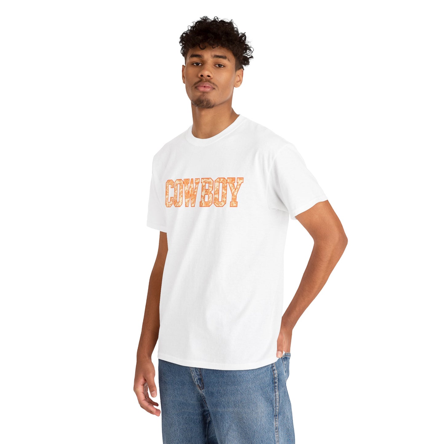 Cowboy Shirt | Western Graphic Tee | Orange Cowboy Typography Shirt | Oklahoma Football Tee | Country Style Cowboy Fan Gift
