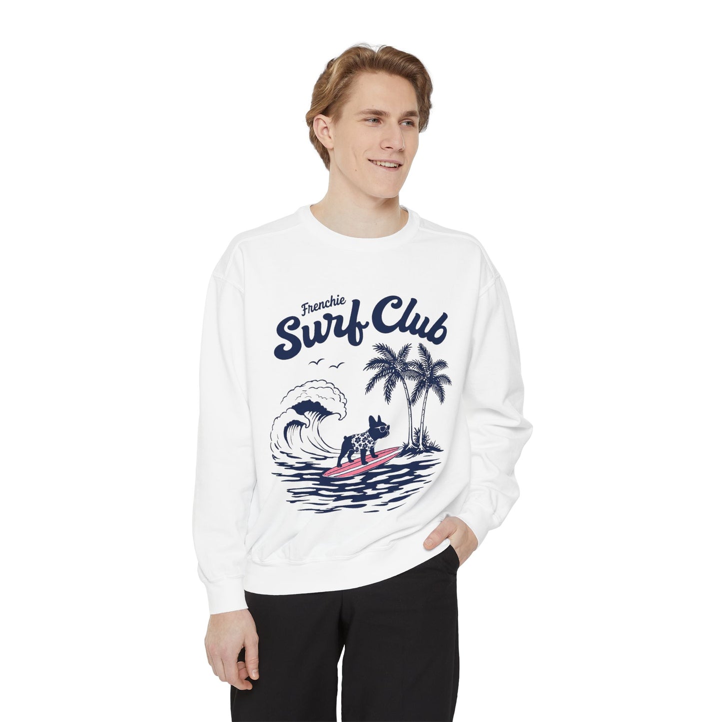 Surf Club Sweatshirt — Frenchie Surfing Graphic Crewneck