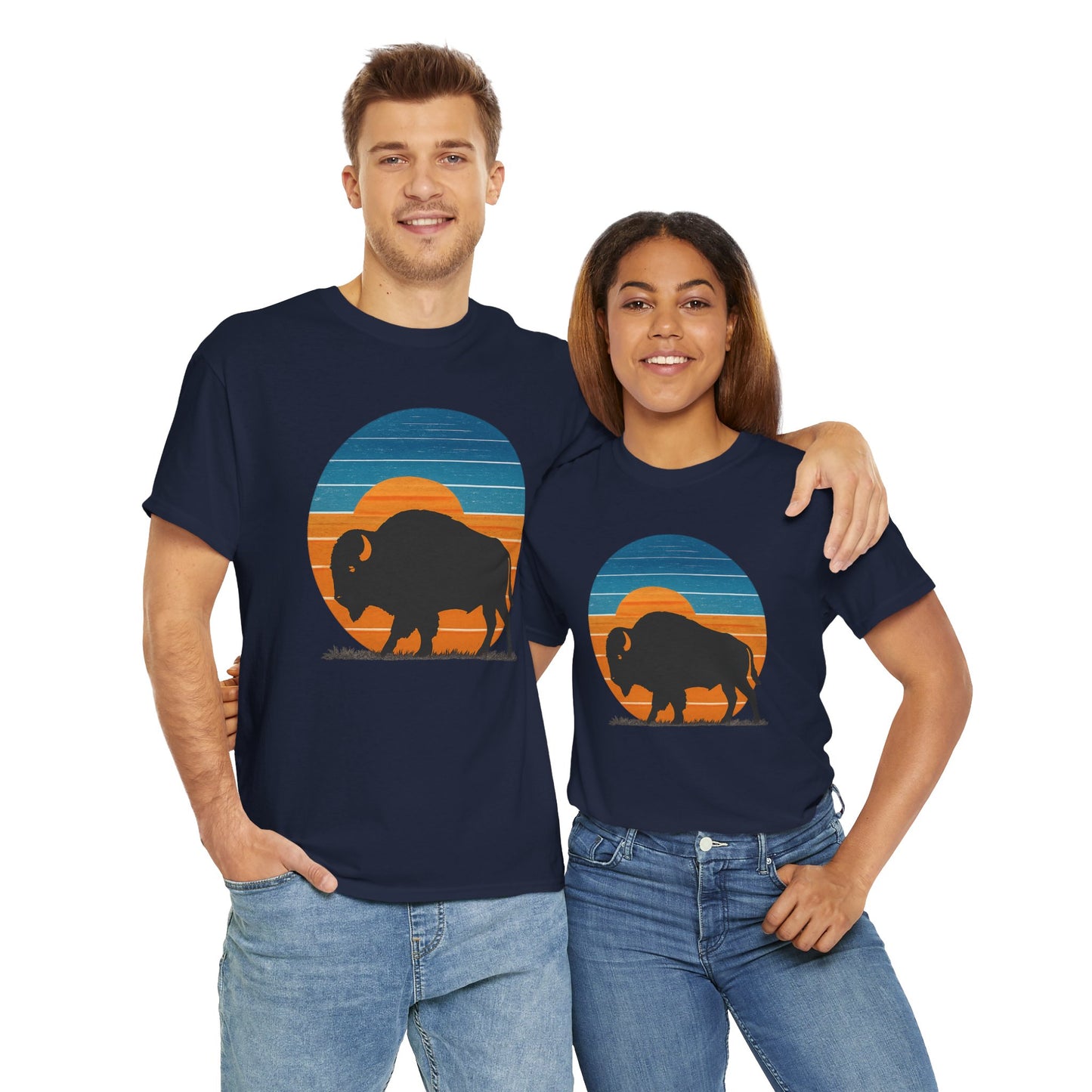 Oklahoma Bison Sunset Shirt | Retro Buffalo Tee | OKC Basketball Colors T-Shirt