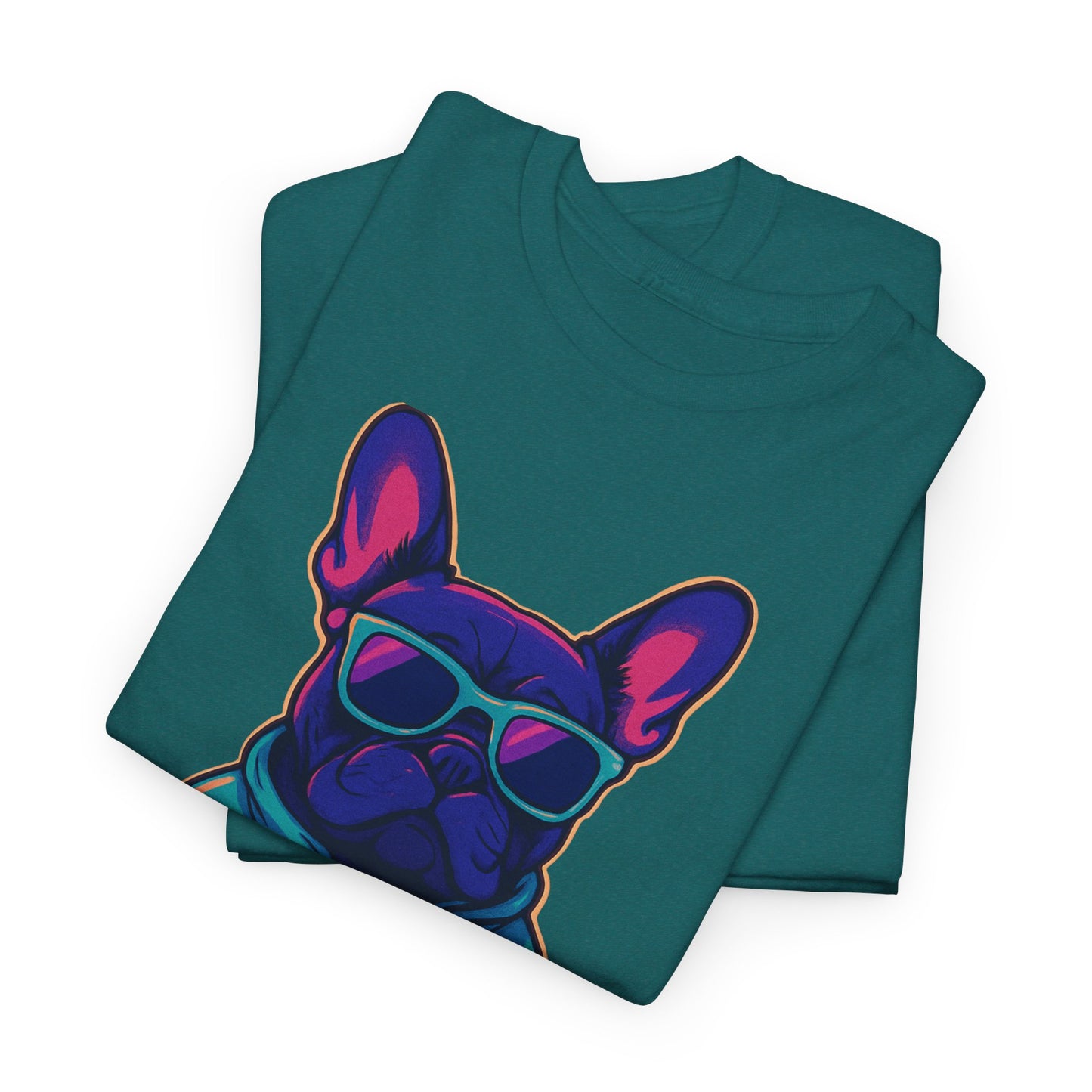 Vaporwave Frenchie T-Shirt | Retro Neon Dog Graphic | 80s Style French Bulldog Tee | Colorful Streetwear Gift for Dog Lovers | Cool Pet Apparel