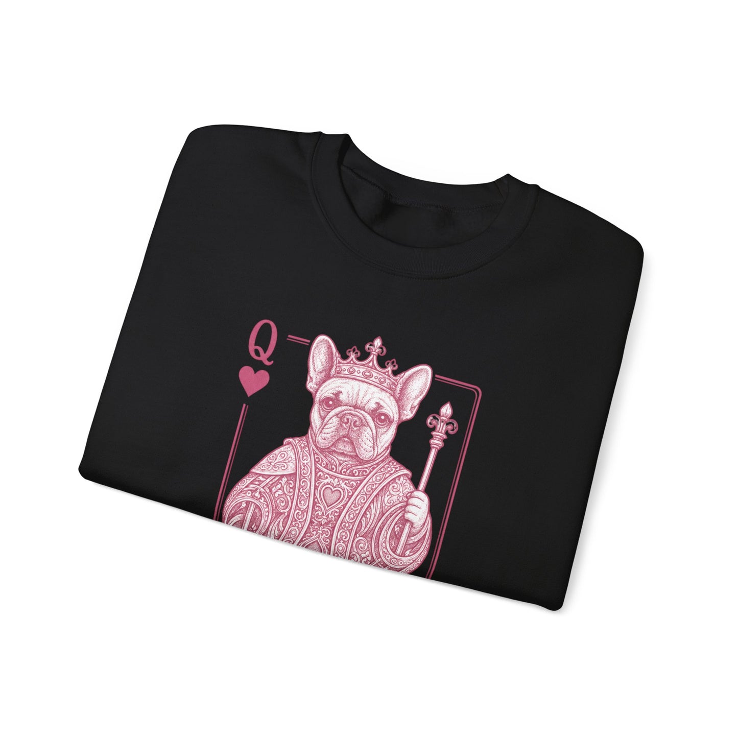 Queen of Hearts French Bulldog Sweatshirt, Frenchie Queen Playing Card Sweatshirt, Dog Mom Crewneck, Royal French Bulldog Gift, Cute Frenchie Sweatshirt