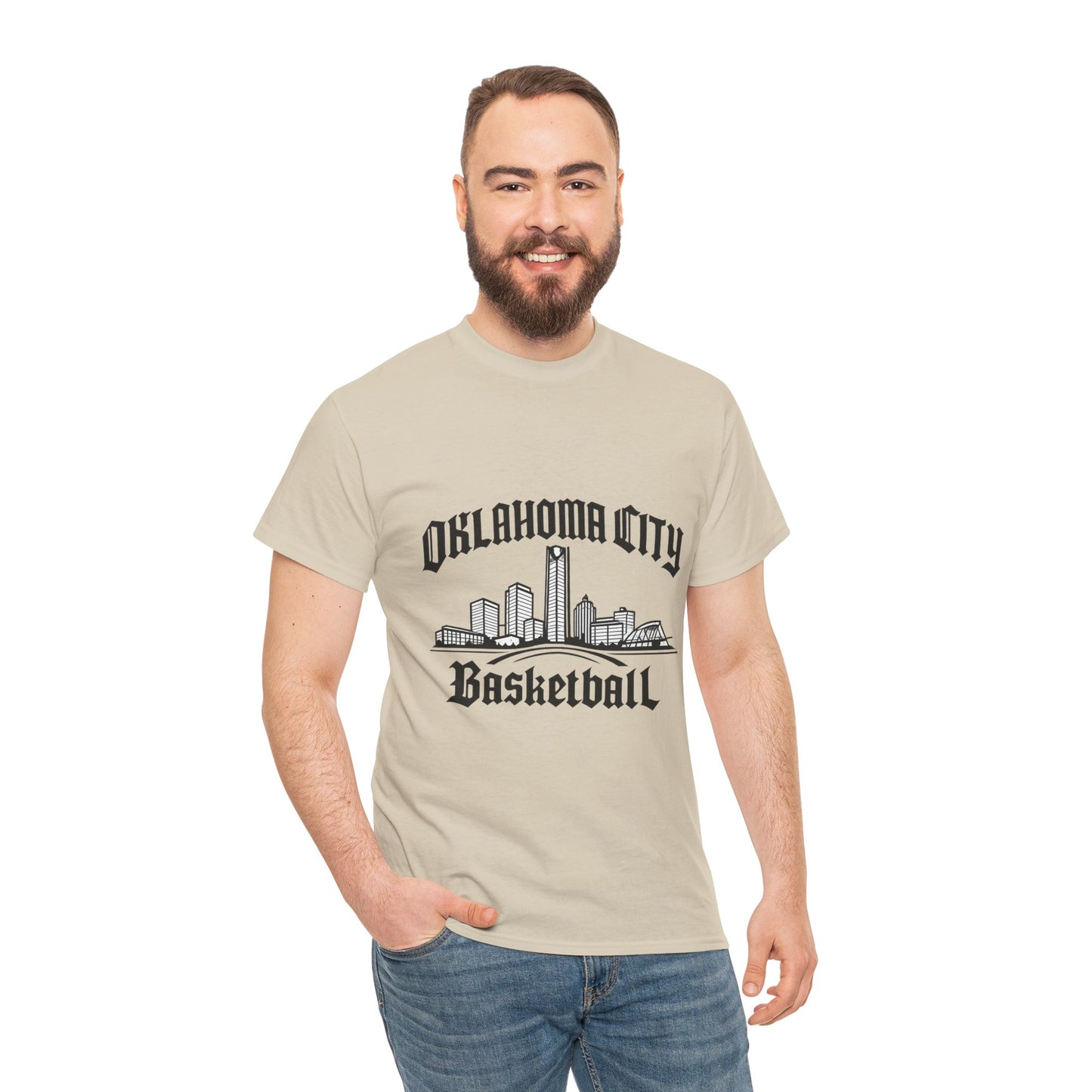 Oklahoma City Basketball Shirt, OKC Skyline Tee, Oklahoma Basketball Fan Shirt, thunder Sports Shirt, Orange Basketball Graphic Tee