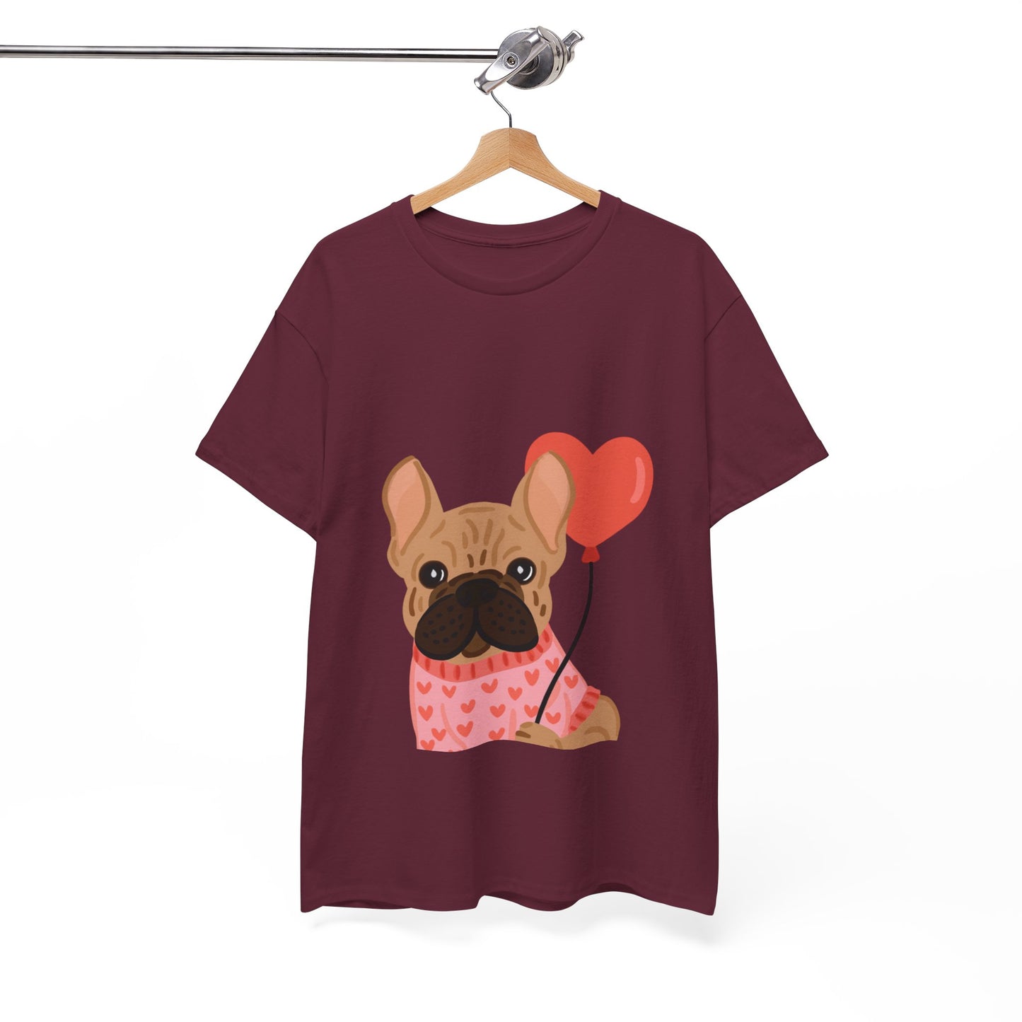 Valentine French Bulldog Shirt, Cute Frenchie Heart Balloon Tee, French Bulldog Valentine Gift, Dog Mom Valentine’s Shirt, Frenchie Love Tee