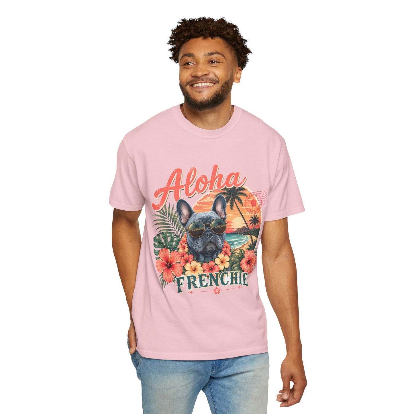 Aloha Frenchie T-Shirt — Hawaiian Sunset French Bulldog Tee