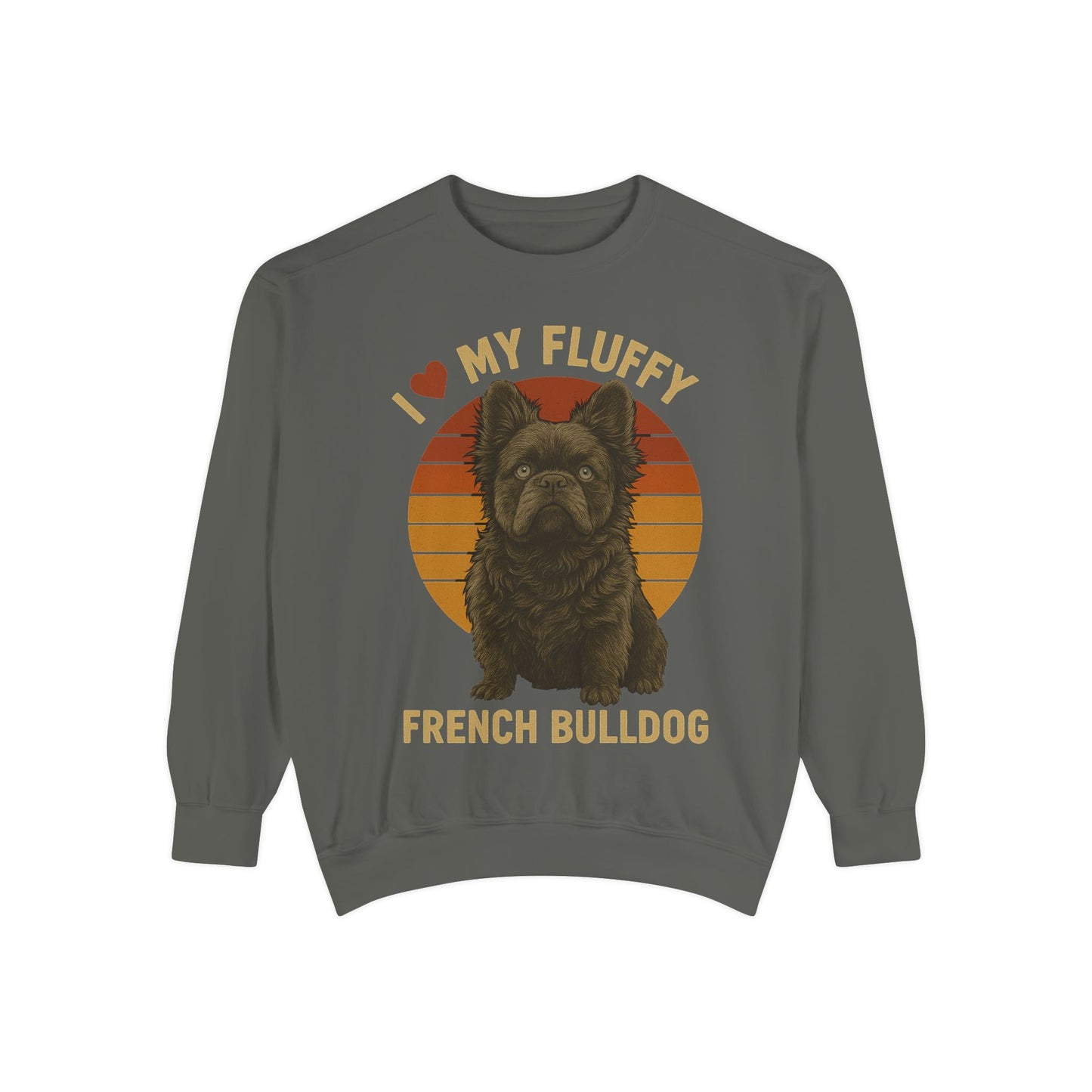 Fluffy French Bulldog Sweatshirt – I Love My Fluffy Frenchie Pullover, Retro Dog Lover Sweater, Cute Fluffy Frenchie Gift for Women & Men