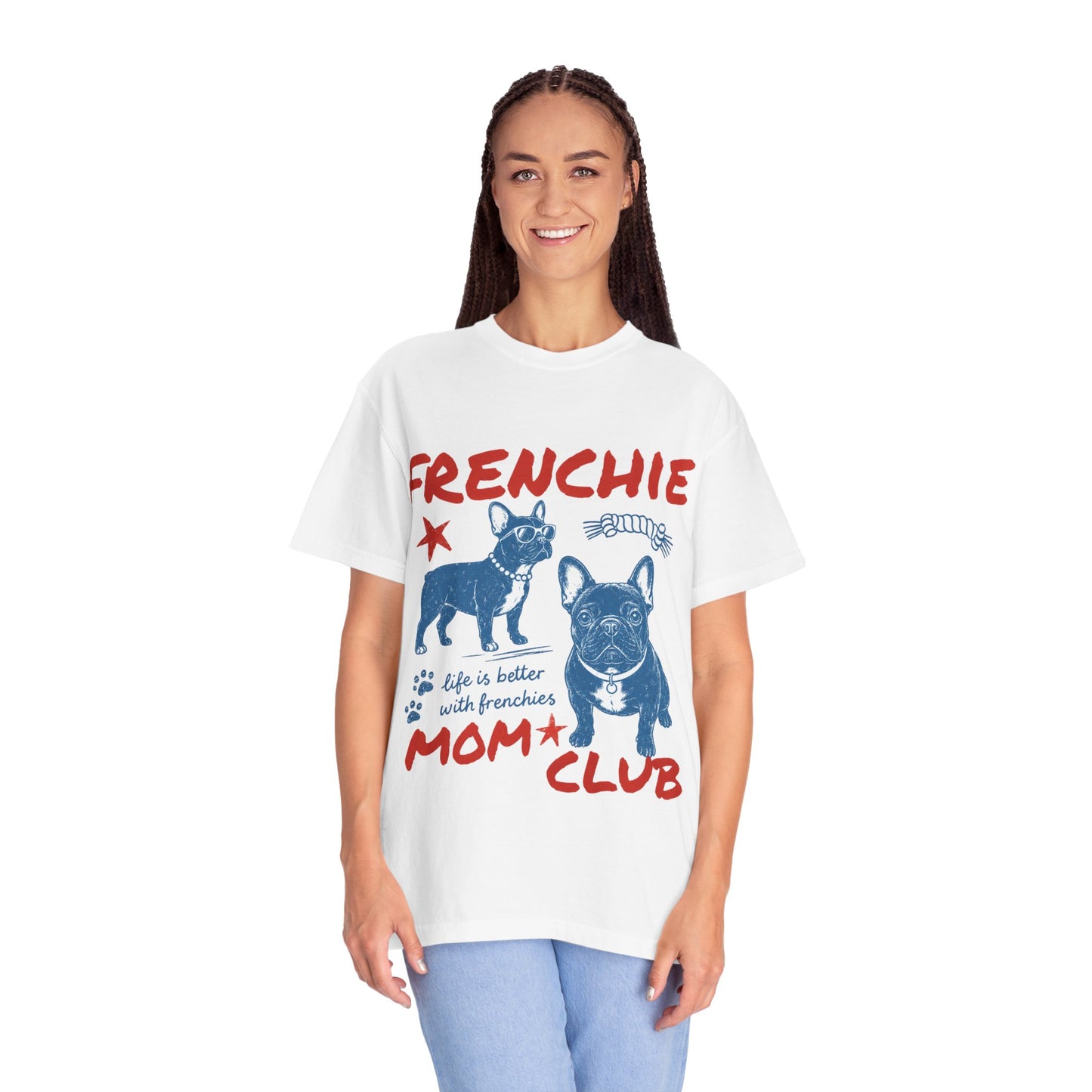 Frenchie Mom Club Shirt, French Bulldog Mom Tee, Frenchie Mama Shirt, Dog Mom Gift, Vintage French Bulldog Graphic Tee, Frenchie Lover Shirt