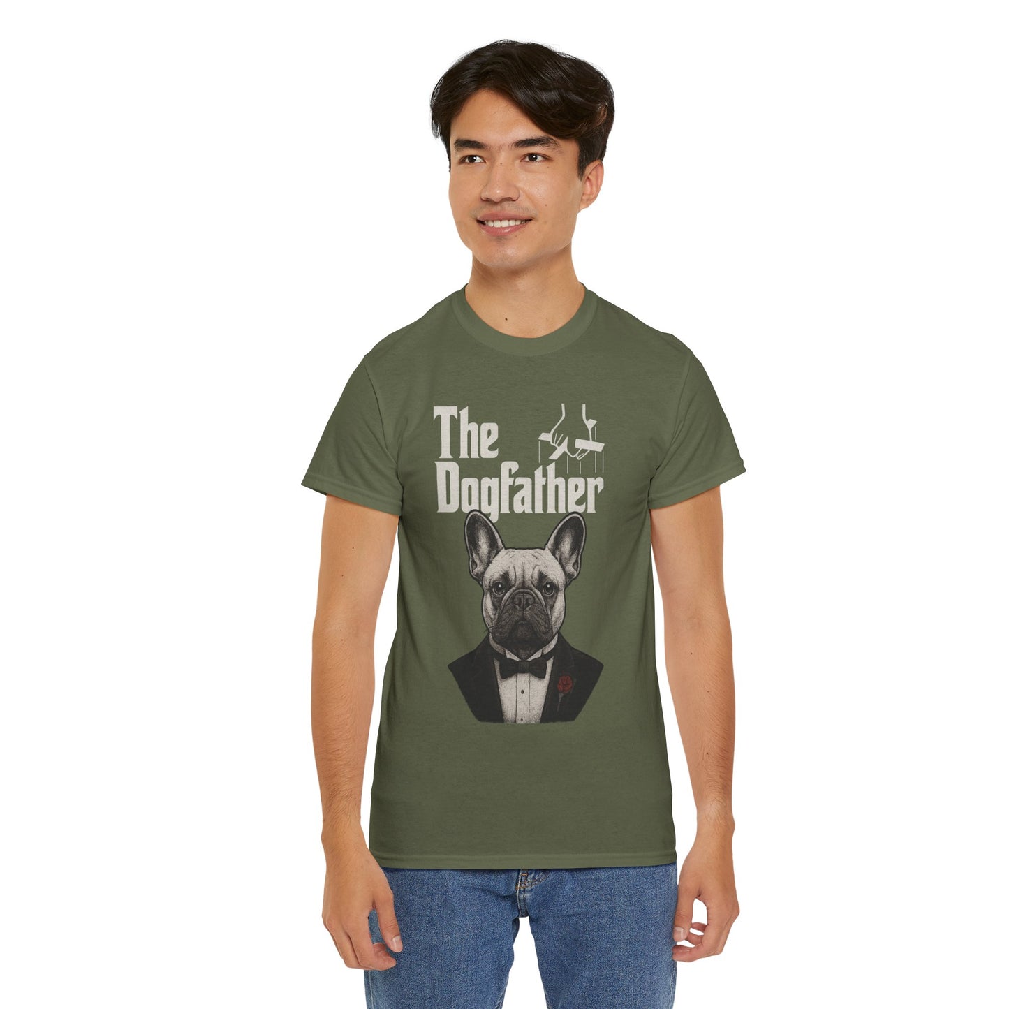 The Dogfather French Bulldog T-Shirt | Funny Dog Dad Tee | Frenchie Lover Gift | Mafia Style Pet Parent Graphic Shirt