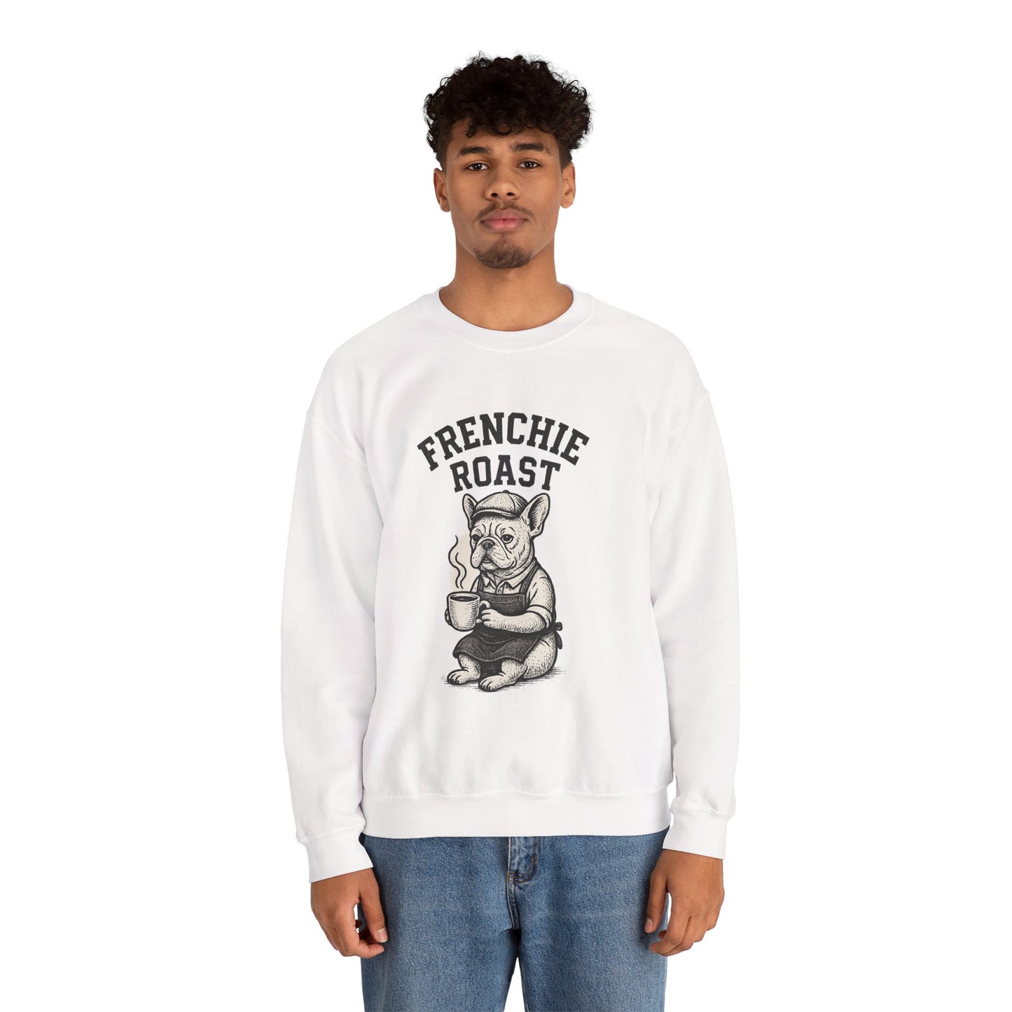 Frenchie Roast Sweatshirt • French Bulldog Coffee Lover Sweater • Cute Barista Dog Pullover • Frenchie Mom Gift • Cozy Dog Lover Crewneck