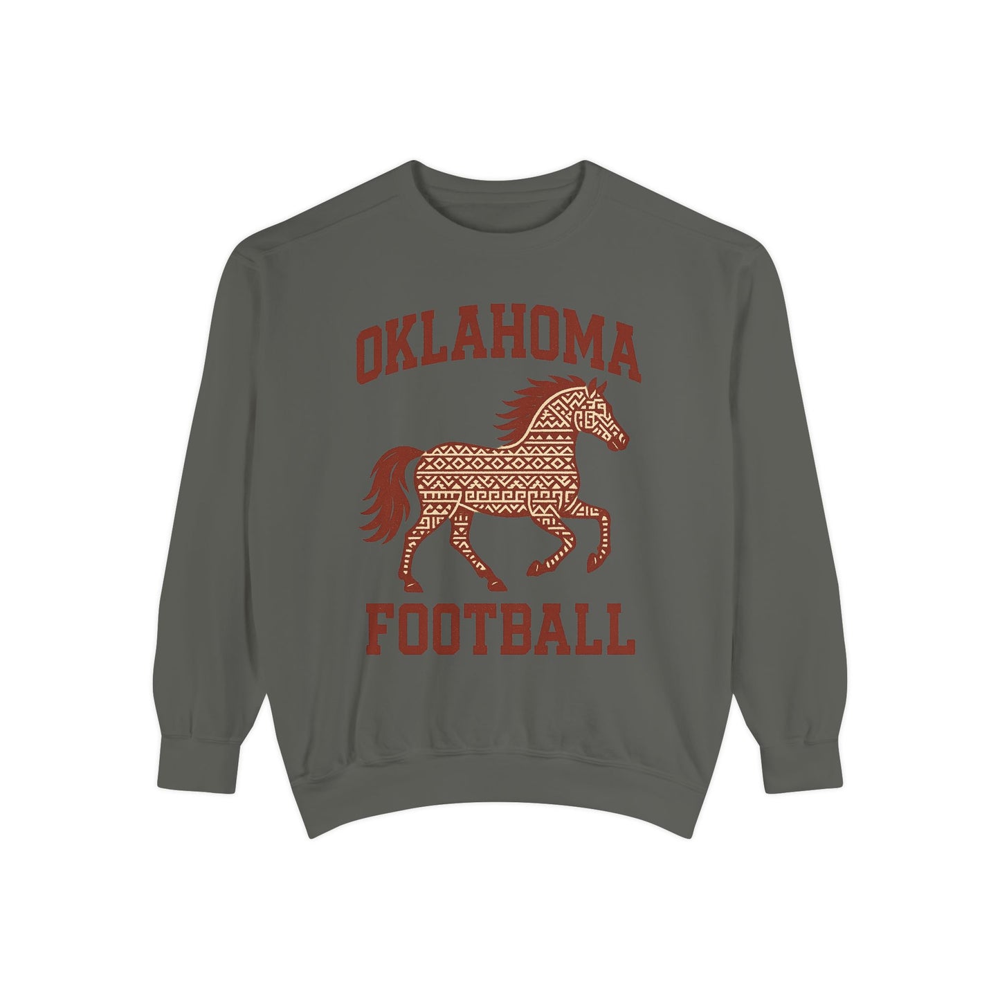 Oklahoma Football Sweatshirt | Western Horse Inspired Pullover | Rustic Game Day Crewneck | Cowboy Oklahoma Graphic Sweater