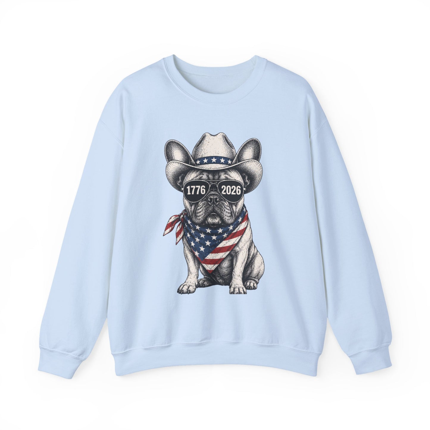 America 250 French Bulldog Sweatshirt, Patriotic Frenchie Crewneck, 1776 2026 USA Anniversary Sweatshirt, Fourth of July Dog Lover Gift
