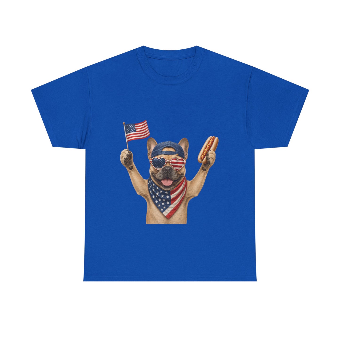 Patriotic French Bulldog Shirt, Funny Frenchie 4th of July Tee, American Flag Dog Shirt, Hot Dog French Bulldog Gift, USA Dog Lover Shirt