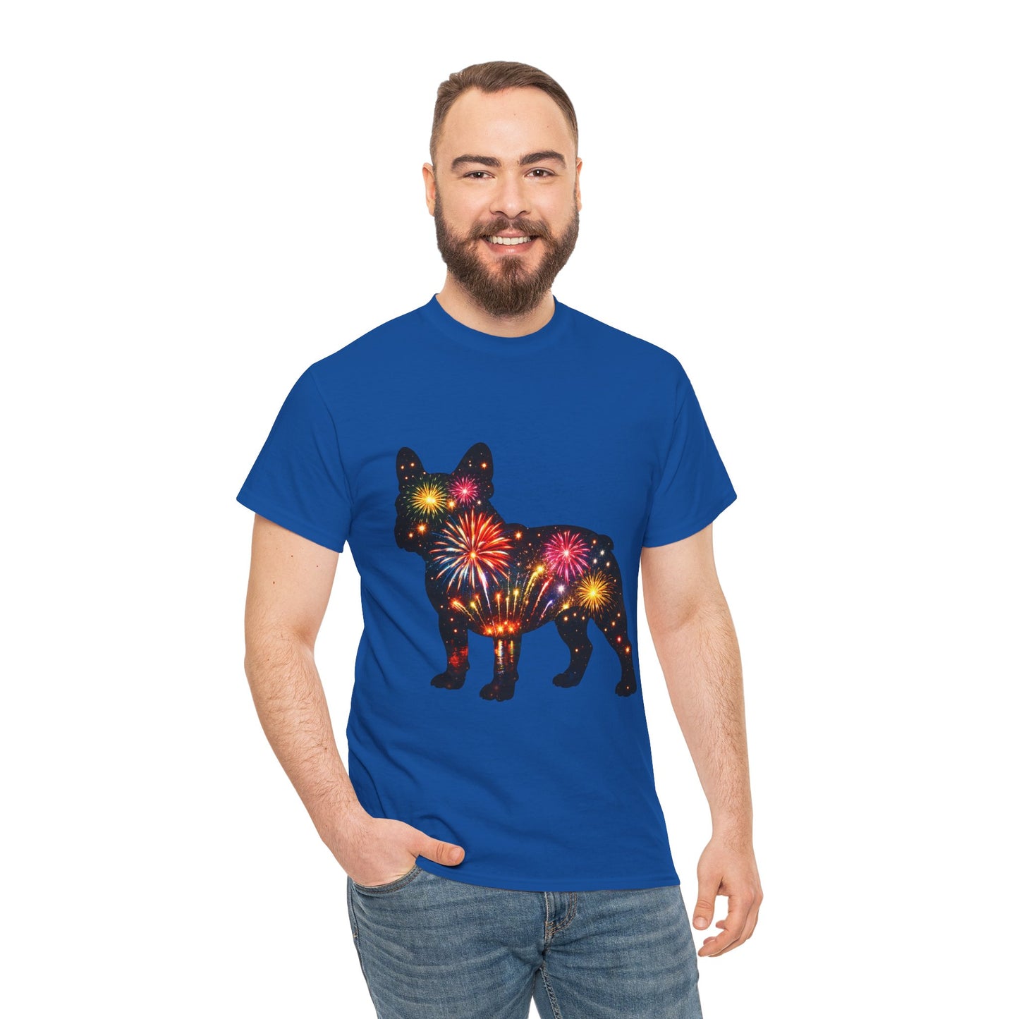 Patriotic French Bulldog Shirt, Fireworks Frenchie Tee, Fourth of July Dog Lover Shirt, Independence Day French Bulldog Gift, USA Dog Tee