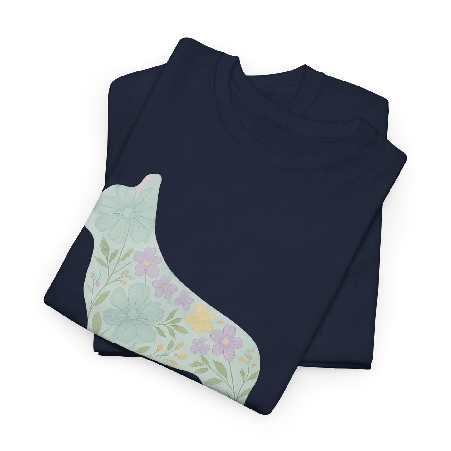 Floral French Bulldog T-Shirt | Pastel Dog Lover Tee | Soft Floral Frenchie Silhouette Shirt | Cute Gift for French Bulldog Moms