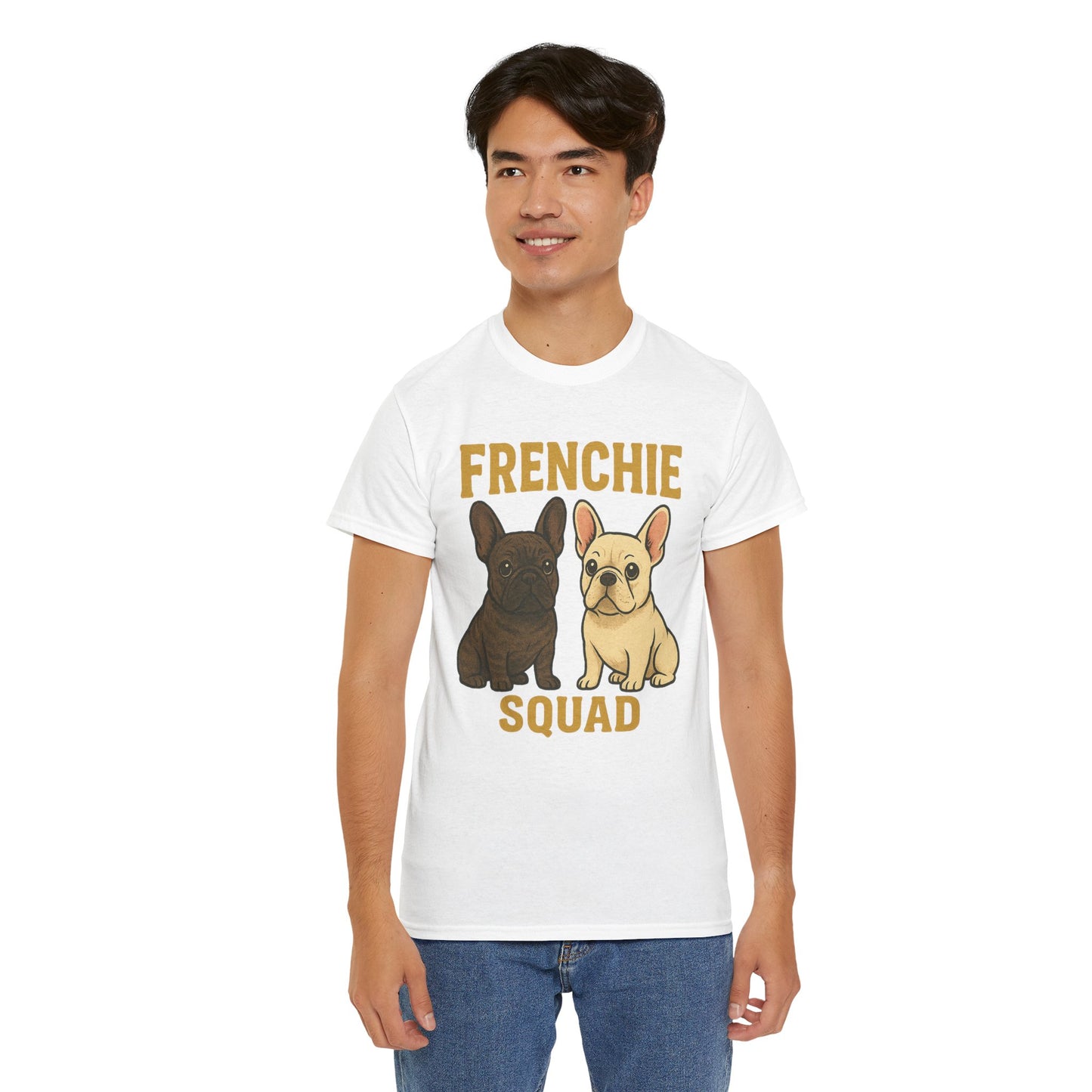 Frenchie Squad T-Shirt | Matching French Bulldog Lover Tee | Retro Dog Mom & Dad Shirt | Cute Frenchie Crew Top | Brindle & Cream Bulldog Graphic