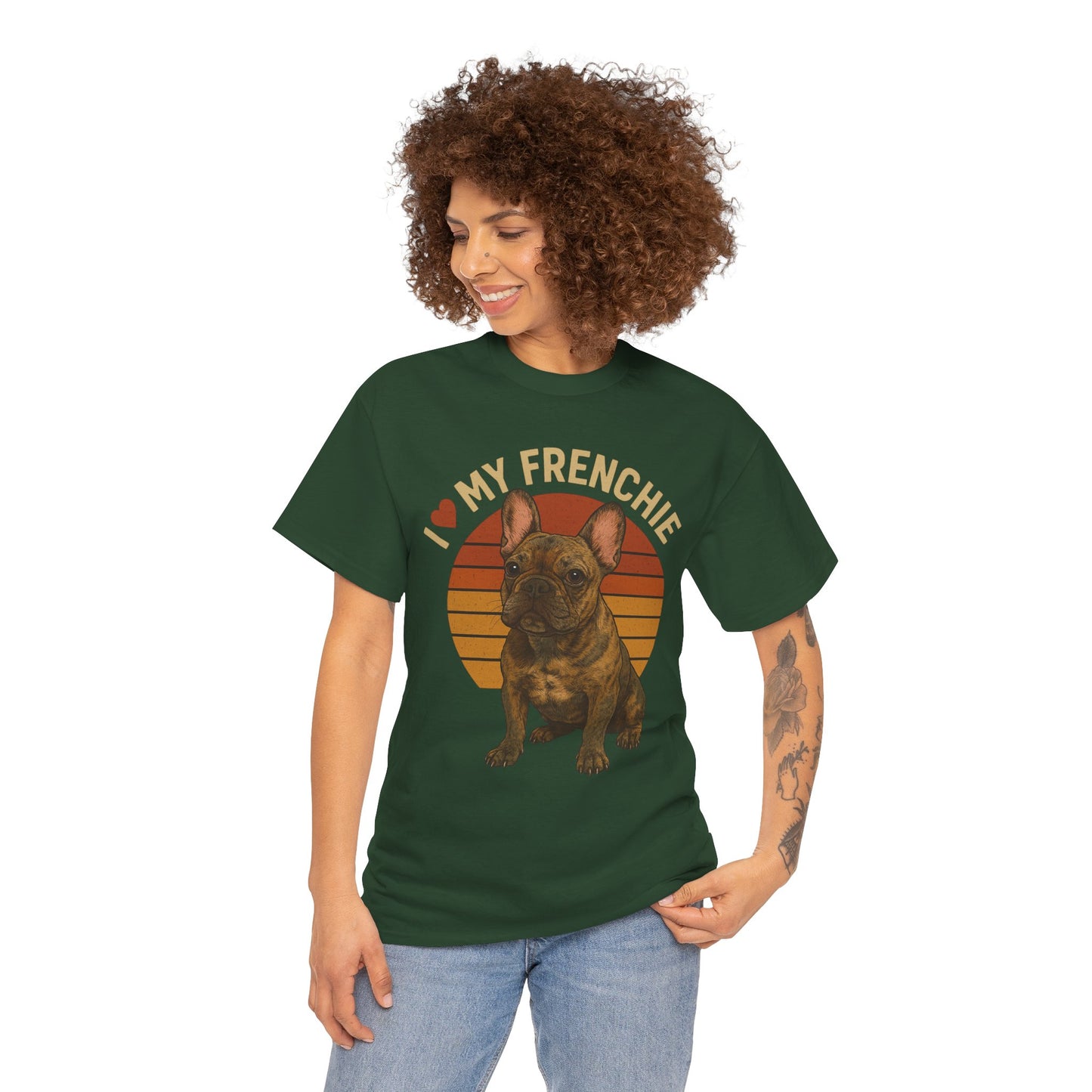 I Love My Frenchie T-Shirt | Brindle French Bulldog Retro Tee | Vintage Dog Lover Shirt | Frenchie Mom & Dad Gift