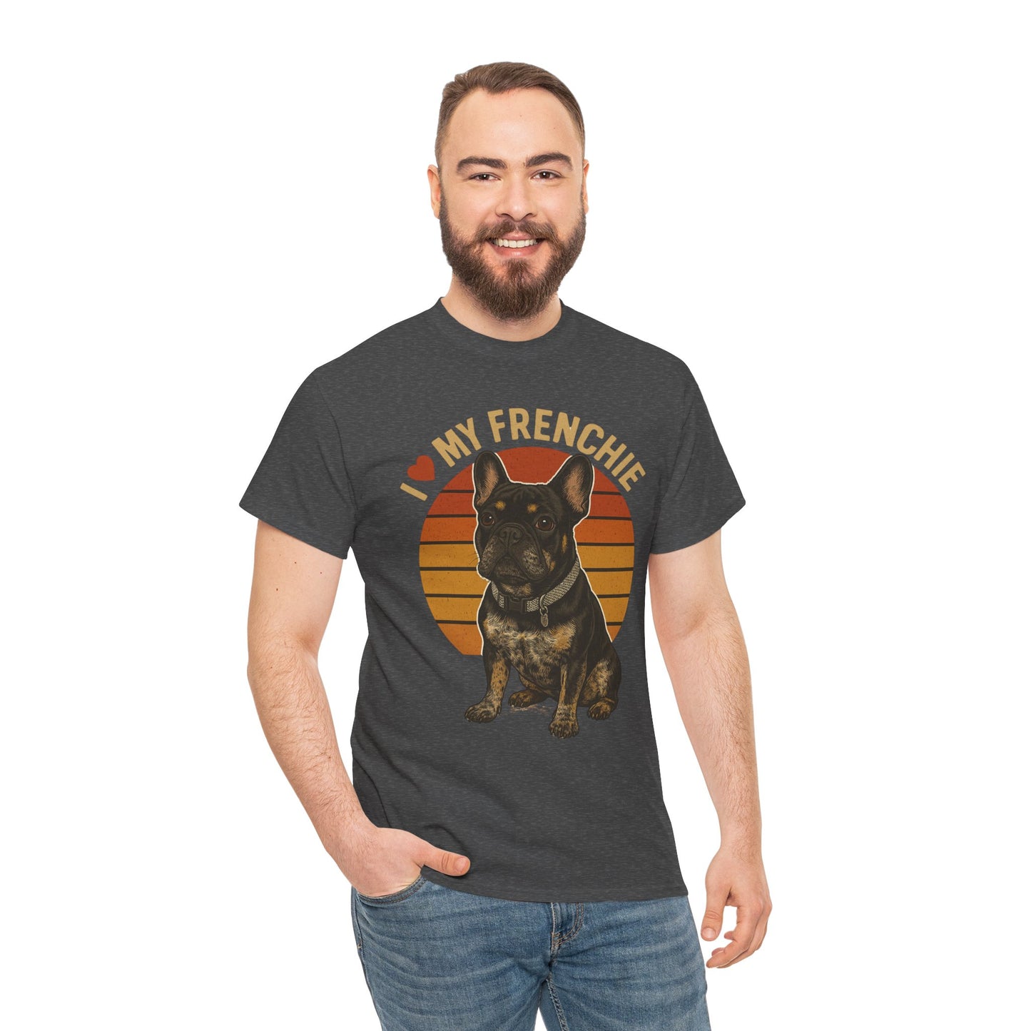 I Love My Frenchie T-Shirt | Retro French Bulldog Tee | Black & Tan Frenchie Gift | Vintage Dog Lover Shirt for Frenchie Moms & Dads