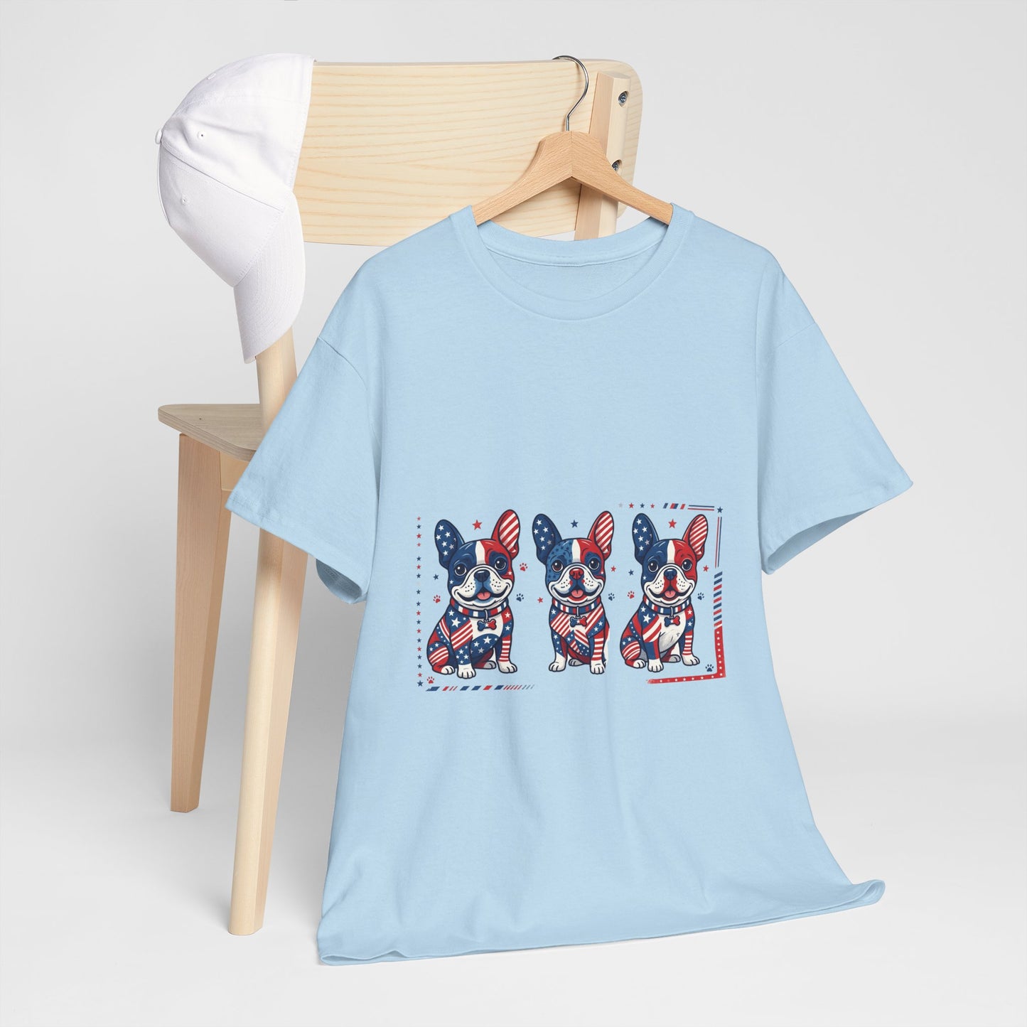 Patriotic French Bulldog Shirt, American Flag Frenchie Trio Tee, Fourth of July Dog Lover Shirt, USA French Bulldog Gift, Frenchie Mom Shirt