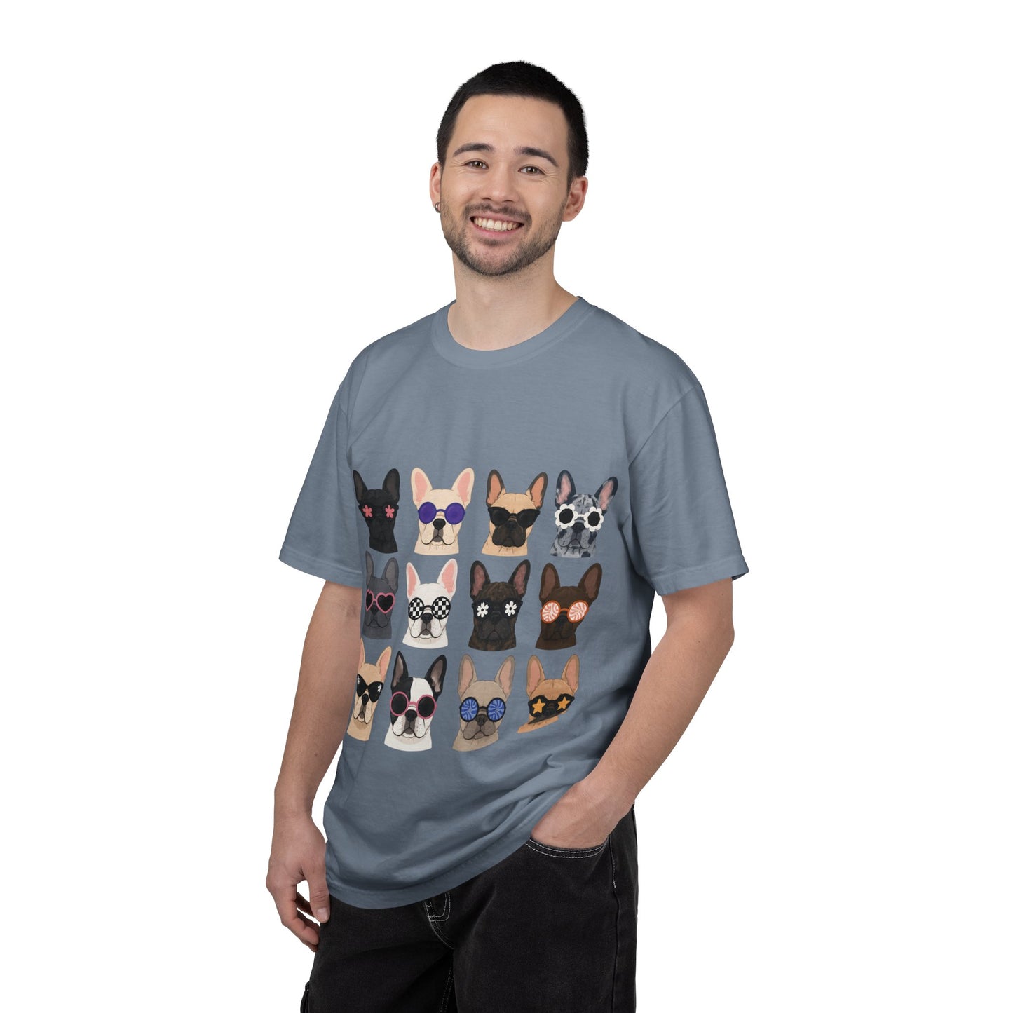 French Bulldog Sunglasses Shirt, Frenchie Faces Tee, Cute French Bulldog Shirt, Colorful Frenchie Dog Lover Gift, Dog Mom Graphic Tee