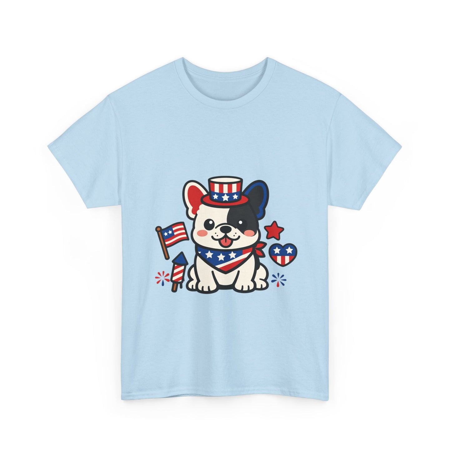 Cute Patriotic French Bulldog Shirt, Kawaii frenchie Fourth of July Tee, American Flag Puppy Shirt, USA Dog Lover Gift, Patriotic Frenchie