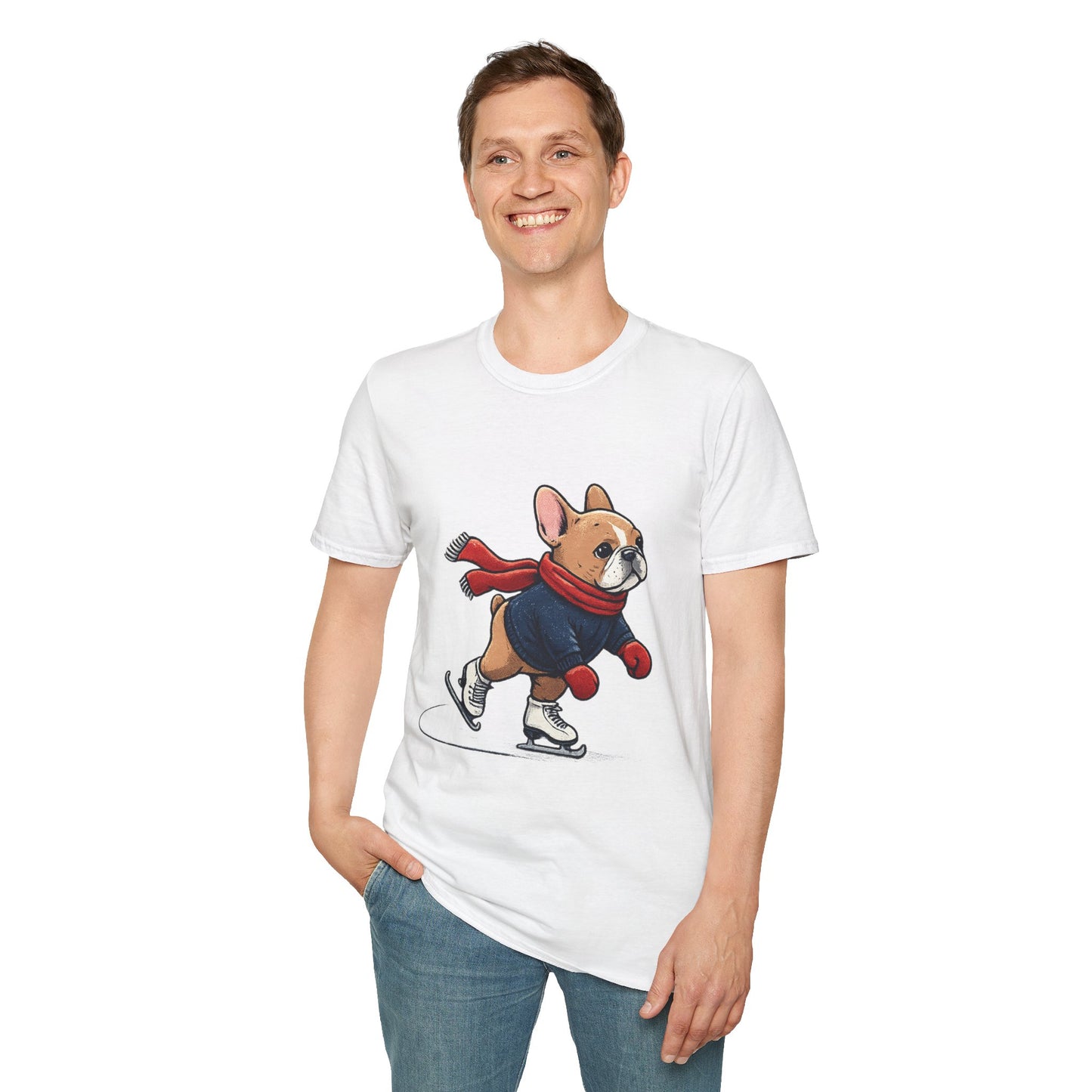 French Bulldog Ice Skating Shirt – Cute Winter Frenchie Tee, Holiday Dog Lover Gift, Skating Frenchie T-Shirt, Cozy Winter Puppy Graphic Tee