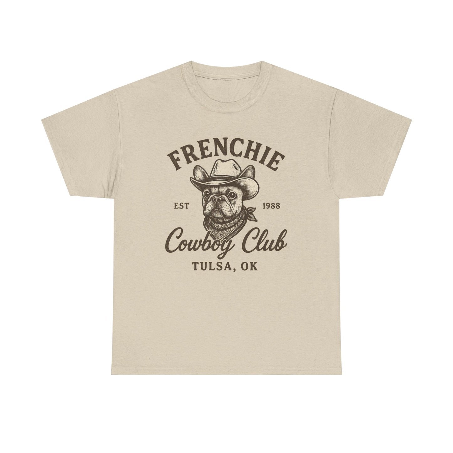 Frenchie Cowboy Club T-Shirt | Western French Bulldog Tee | Tulsa Oklahoma Dog Lover Shirt | Vintage Cowboy Graphic | Country Pet Gift
