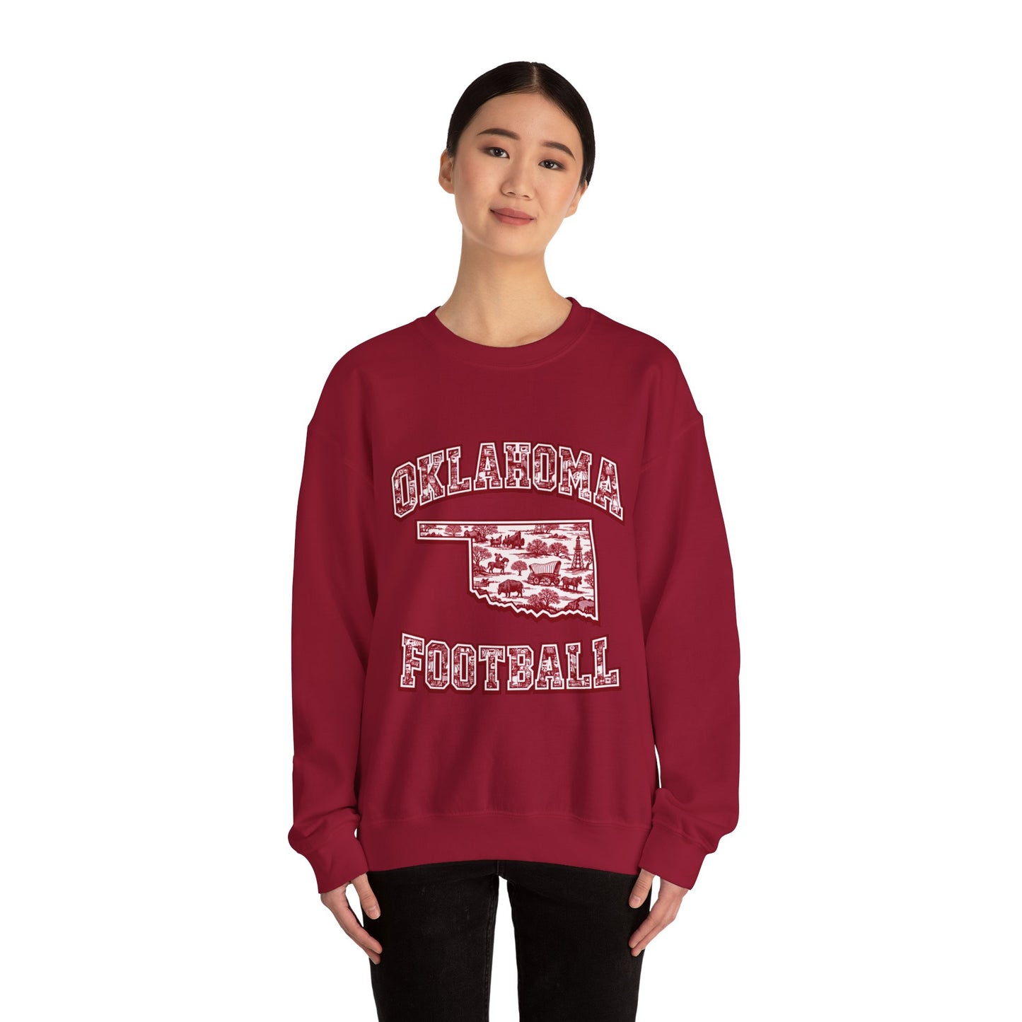 Oklahoma Football Sweatshirt, Oklahoma State Toile Crewneck, Crimson Game Day Sweatshirt, Oklahoma Fan Gift, Vintage Football Crewneck, sooner