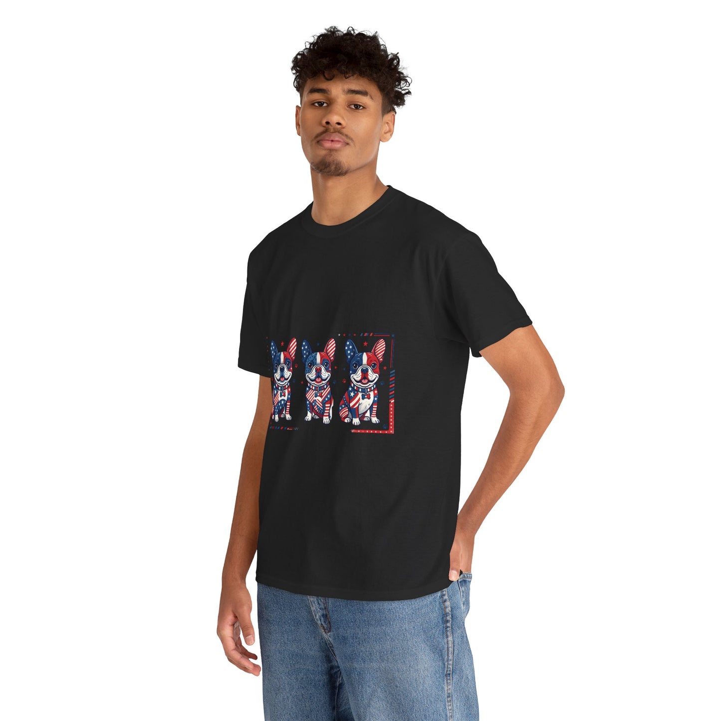 Patriotic French Bulldog Shirt, American Flag Frenchie Trio Tee, Fourth of July Dog Lover Shirt, USA French Bulldog Gift, Frenchie Mom Shirt