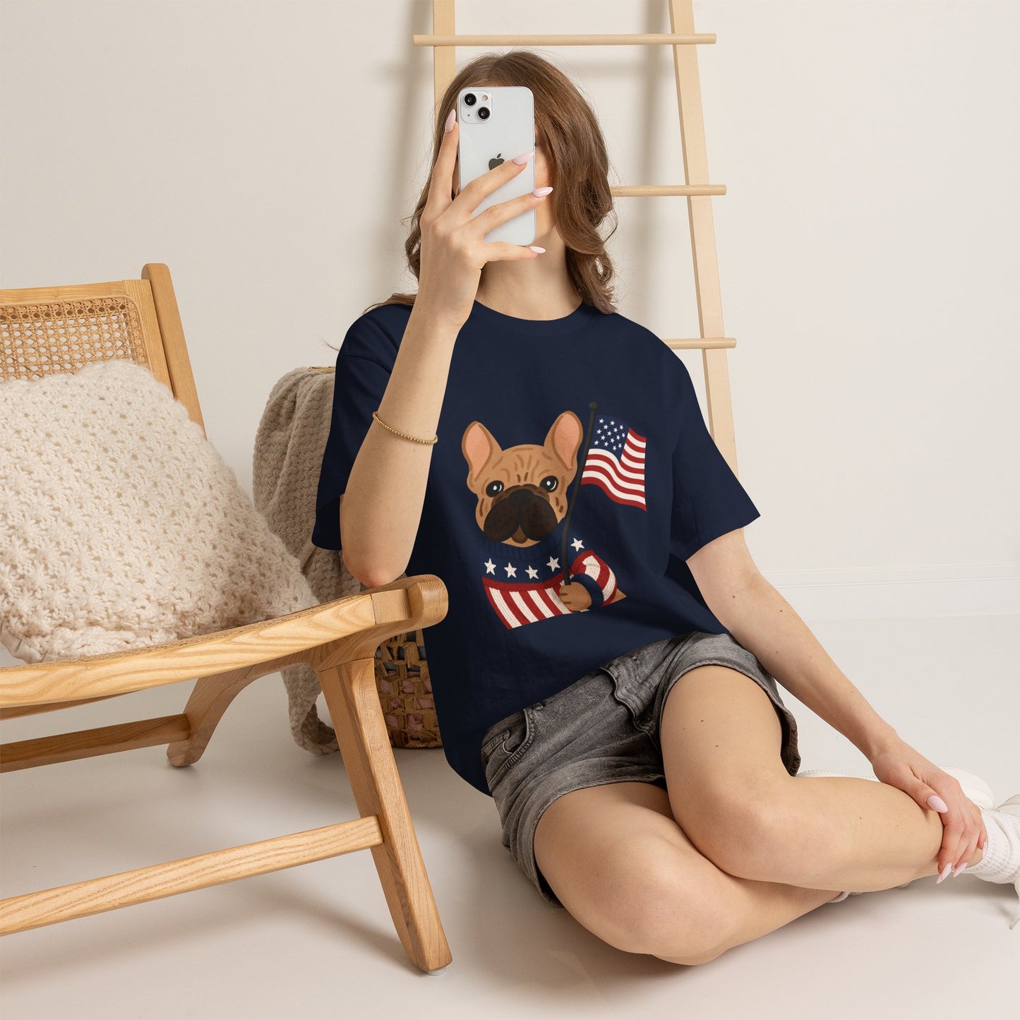 Patriotic French Bulldog Shirt, American Flag Frenchie Tee, Fourth of July Dog Lover Shirt, USA French Bulldog Gift, Patriotic Puppy Sweater Tee