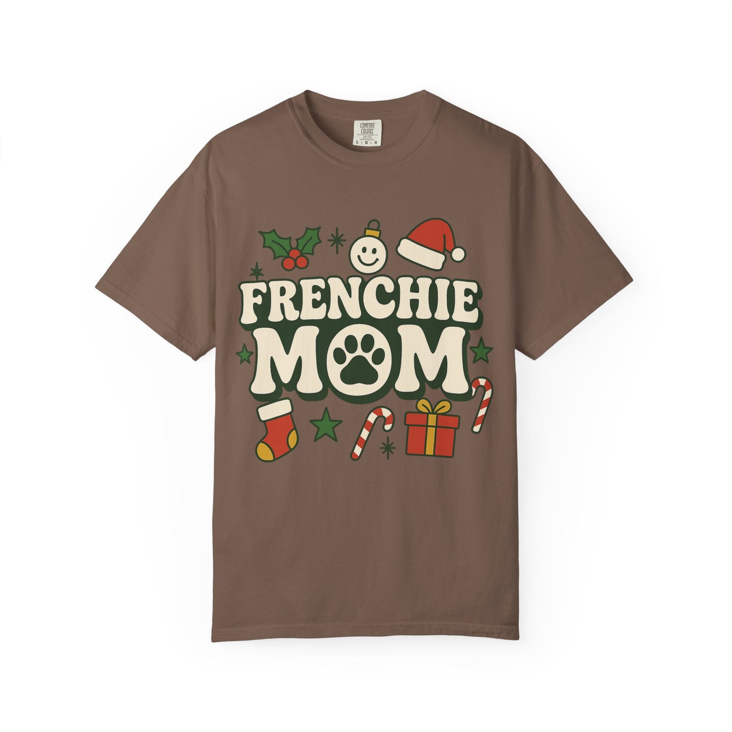 Merry Frenchie Mom T-Shirt | Christmas Dog Mom Tee | Festive French Bulldog Top | Cute Holiday Dog Lover Gift Shirt
