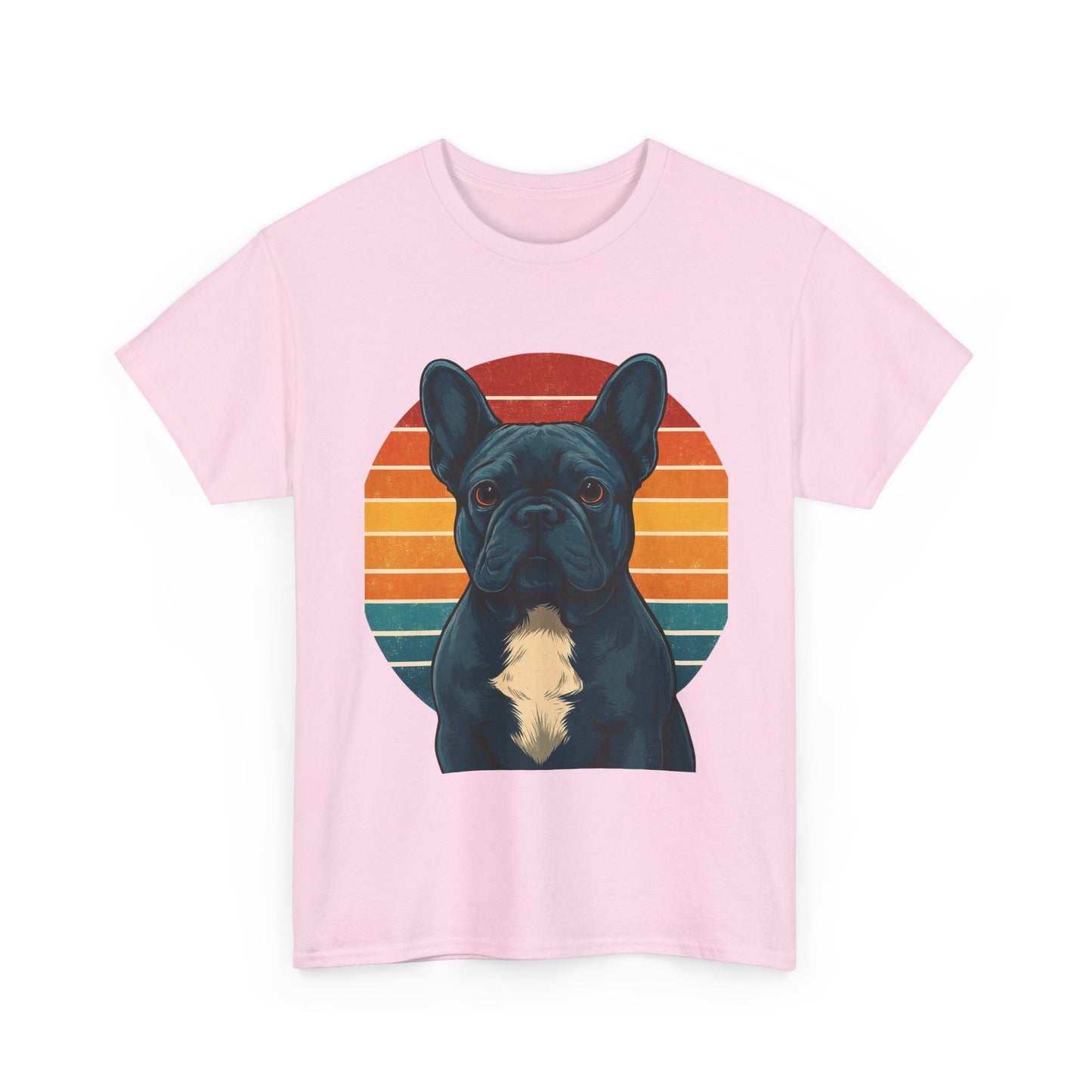 Retro Blue French Bulldog T-Shirt | Vintage Frenchie Dog Tee | 70s Sunset Graphic Shirt | Frenchie Lover Gift | Cute Pet Owner Apparel