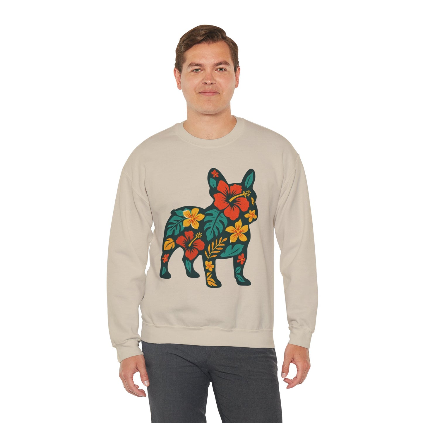 Hawaiian French Bulldog Sweatshirt | Tropical Floral Frenchie Sweater | Summer Dog Lover Gift | Cute Floral Frenchie Pullover