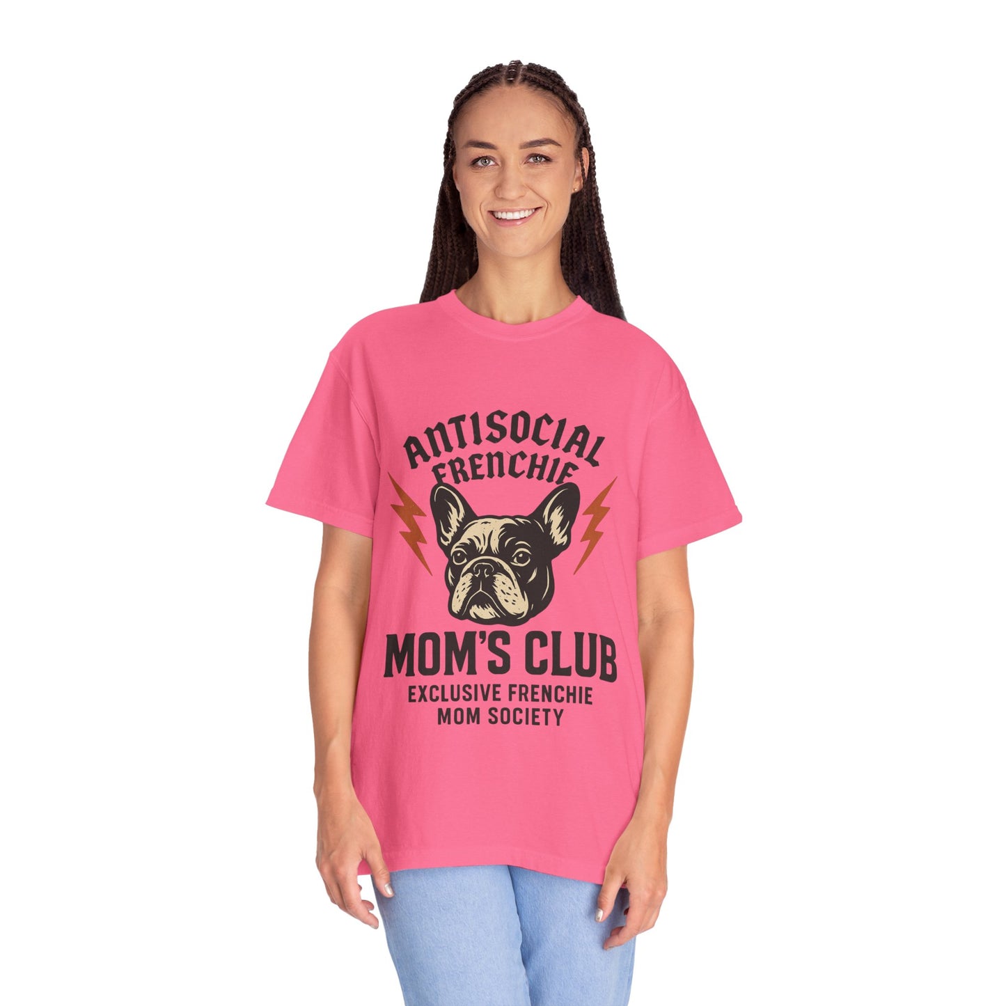 Antisocial Frenchie Mom’s Club Shirt – Retro French Bulldog Mom Tee, Funny Frenchie Lover Gift, Vintage Dog Mom Graphic T-Shirt