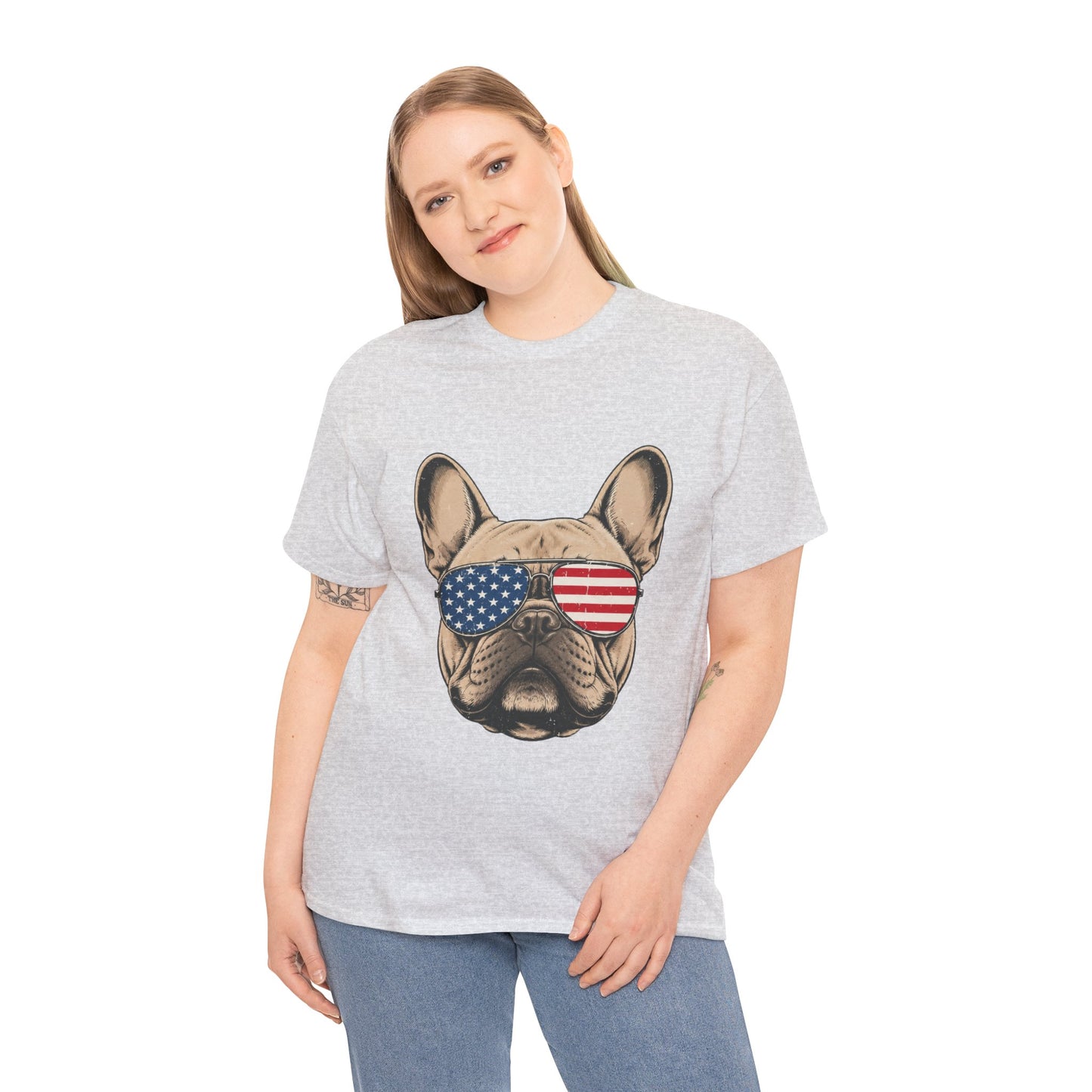 Patriotic French Bulldog Shirt, American Flag Sunglasses Frenchie Tee, Fourth of July Dog Lover Shirt, USA French Bulldog Gift