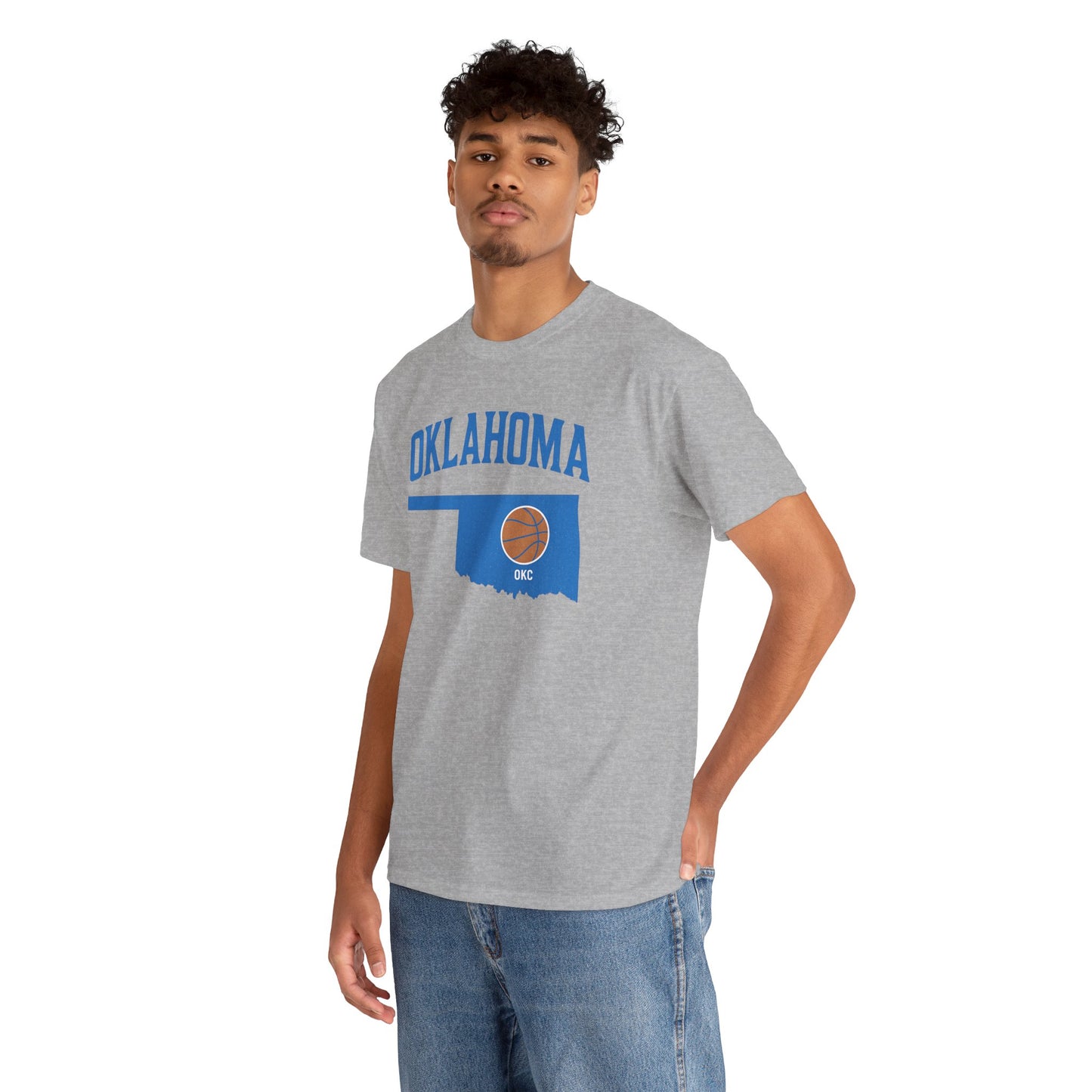 Oklahoma City Basketball Shirt | OKC Basketball Style Tee | Blue & Orange Oklahoma State T-Shir
