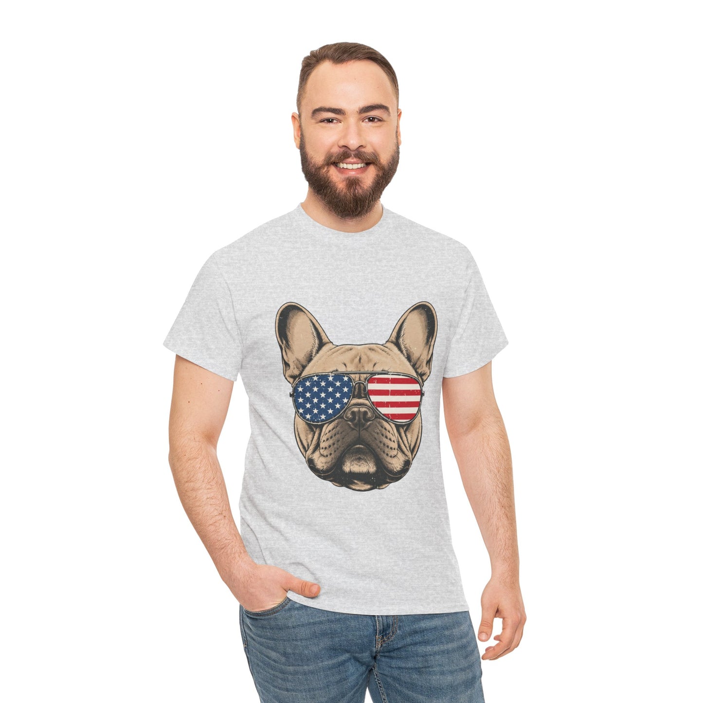 Patriotic French Bulldog Shirt, American Flag Sunglasses Frenchie Tee, Fourth of July Dog Lover Shirt, USA French Bulldog Gift