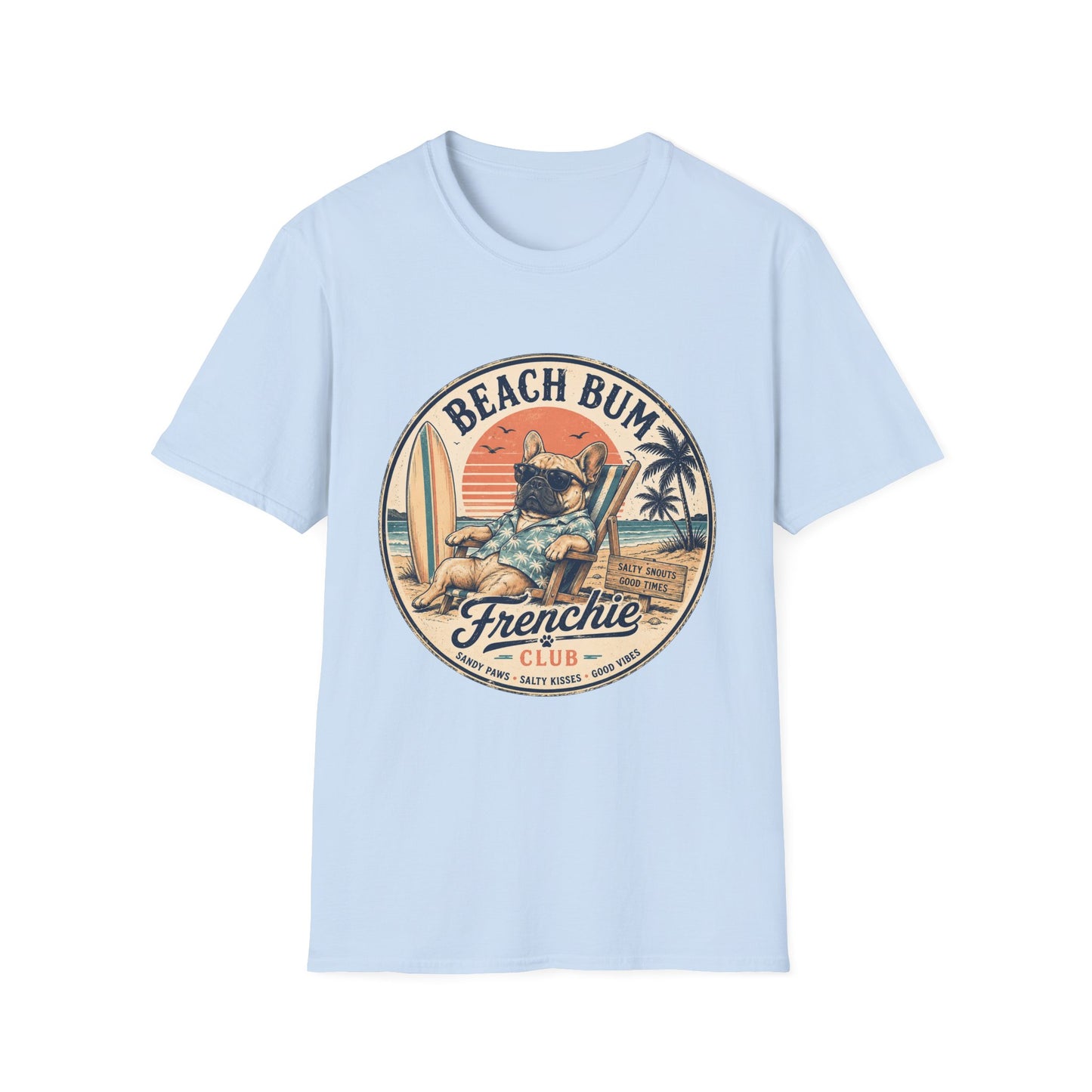 Beach Bum French Bulldog Shirt, Frenchie Beach Club Tee, Summer Frenchie Shirt, Dog Mom Beach Shirt, Coastal French Bulldog Graphic Tee
