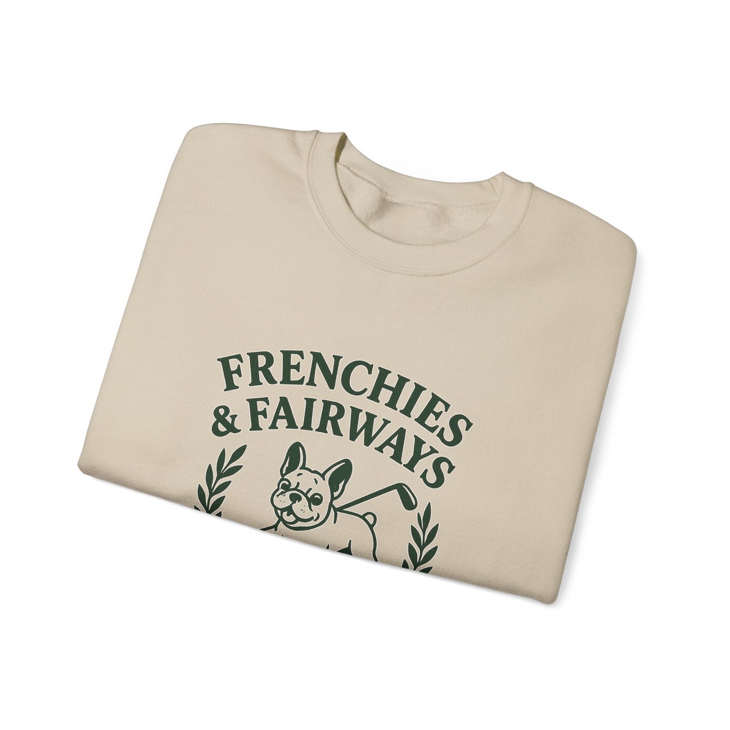 Frenchies & Fairways Sweatshirt | Golf Inspired French Bulldog Pullover | Country Club Retro Crewneck | Dog Lover Golf Gift Sweater
