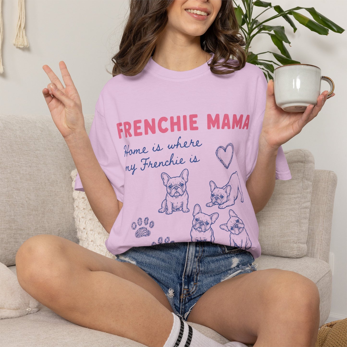 Frenchie Mama Club Shirt, French Bulldog Mom Tee, Frenchie Mom Gift, Dog Mom Shirt, Home Is Where My Frenchie Is, Cute French Bulldog Shirt, Pet Lover Tee