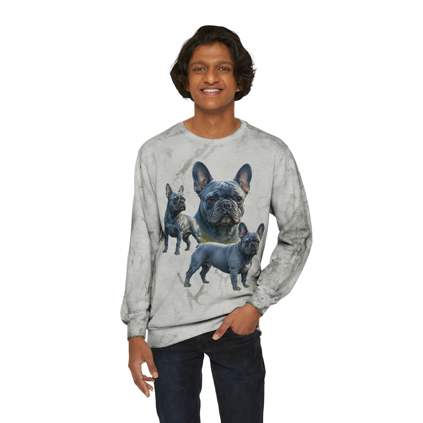 Blue French Bulldog Sweatshirt, Frenchie Crewneck, Realistic French Bulldog Sweatshirt, Dog Mom Gift, Blue Frenchie Graphic Sweatshirt, French Bulldog Lover