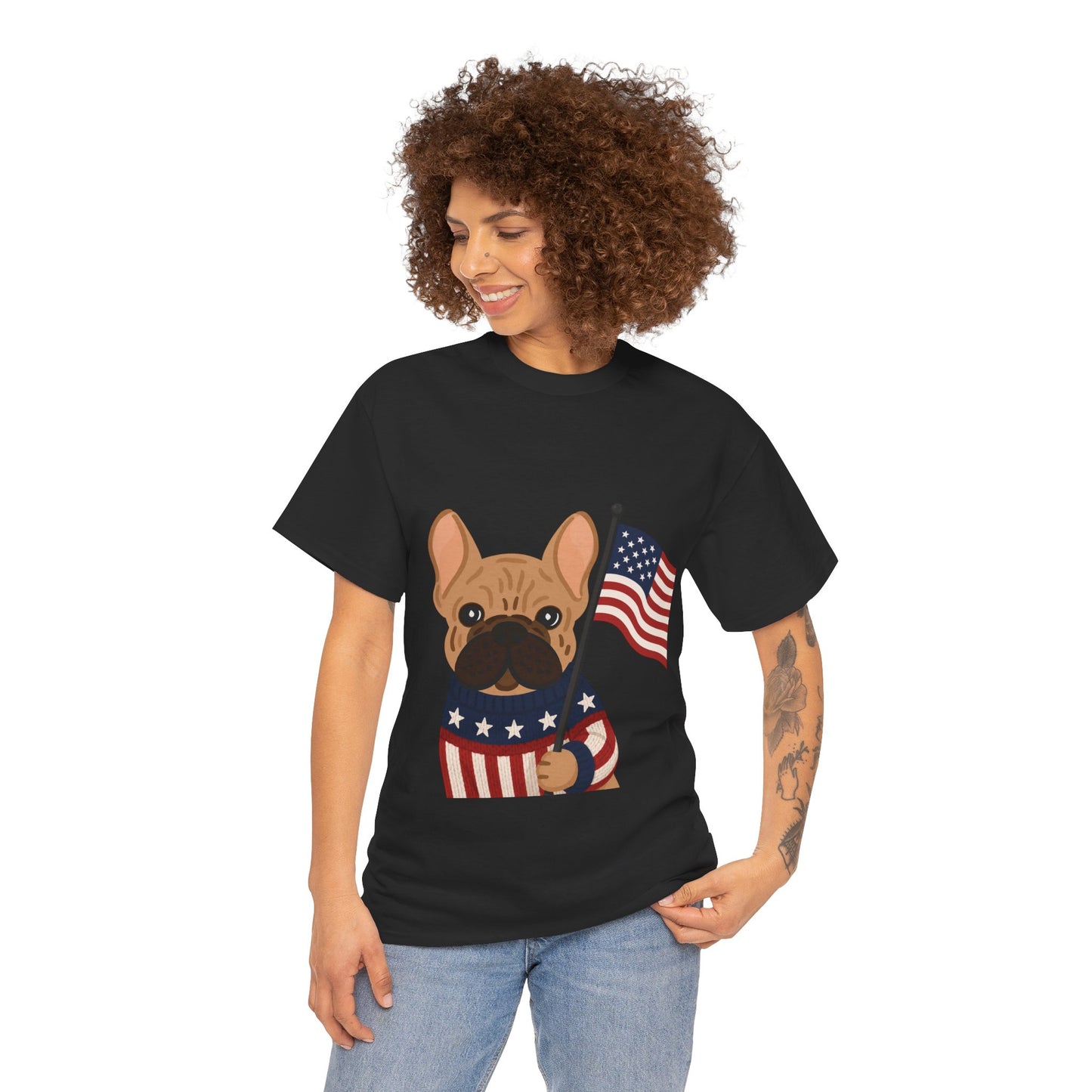 Patriotic French Bulldog Shirt, American Flag Frenchie Tee, Fourth of July Dog Lover Shirt, USA French Bulldog Gift, Patriotic Puppy Sweater Tee