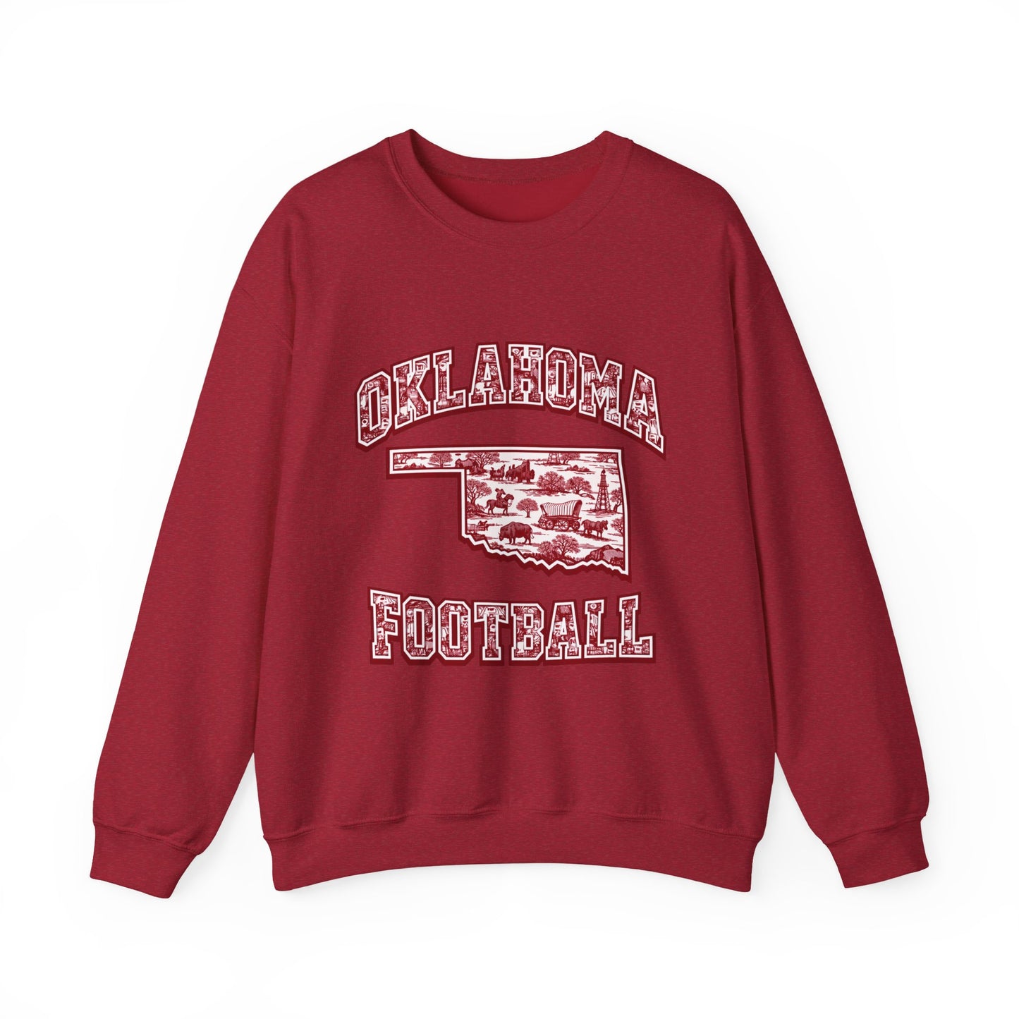 Oklahoma Football Sweatshirt, Oklahoma State Toile Crewneck, Crimson Game Day Sweatshirt, Oklahoma Fan Gift, Vintage Football Crewneck, sooner