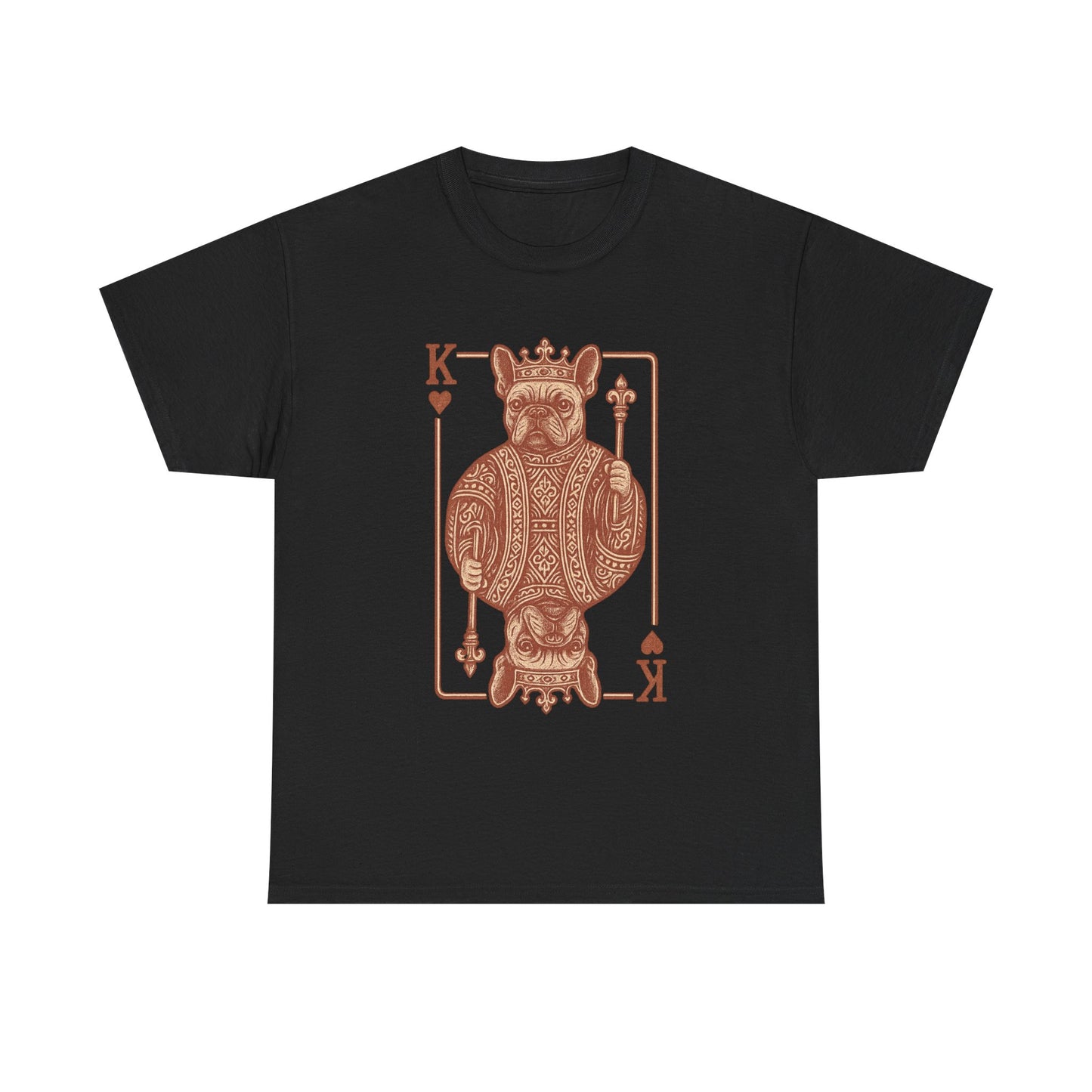 King French Bulldog Shirt, Frenchie Playing Card Tee, Royal Frenchie T-Shirt, Vintage French Bulldog Graphic Shirt, Dog Lover Gift, King of Hearts Frenchie Tee