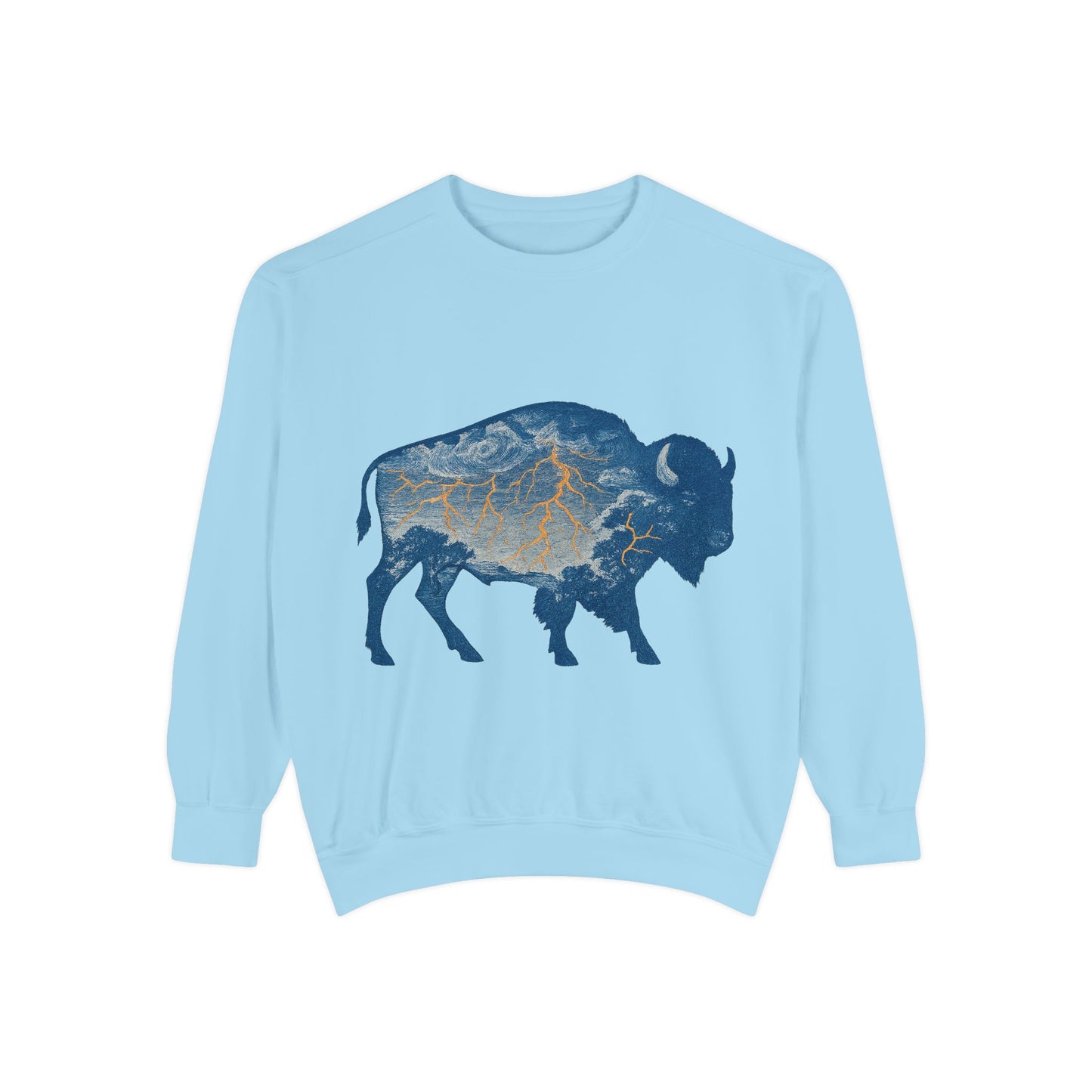 OKC Inspired Buffalo Pullover | Oklahoma Bison Lightning Sweatshirt | Retro Oklahoma Basketball Fan Sweater | Unisex